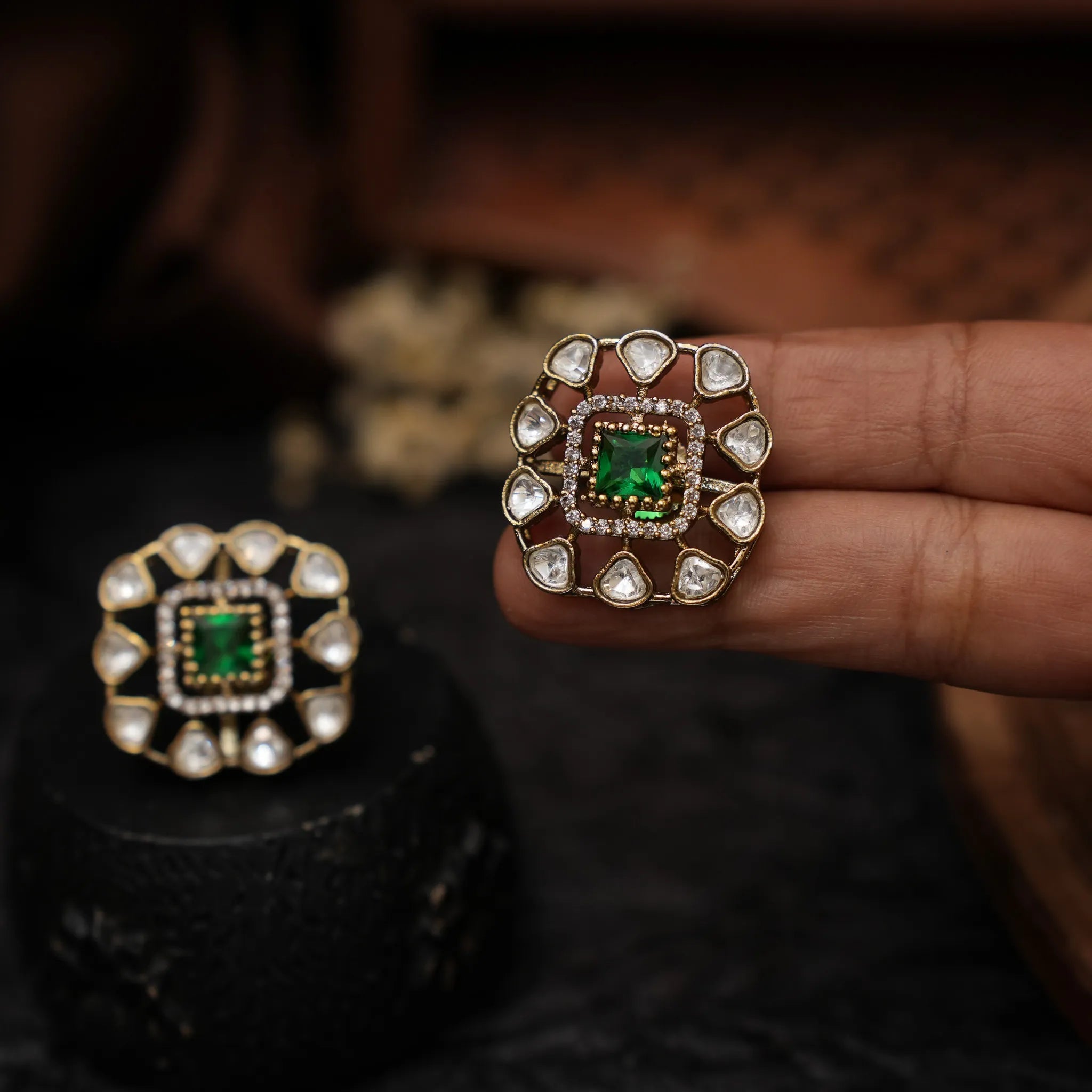 Kaleb Zircon Ear Stud - Green