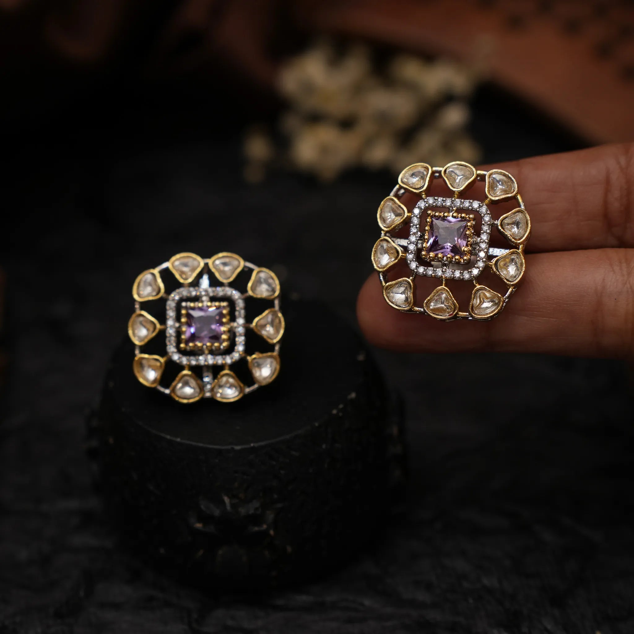 Kaleb Zircon Ear Stud - Lilac