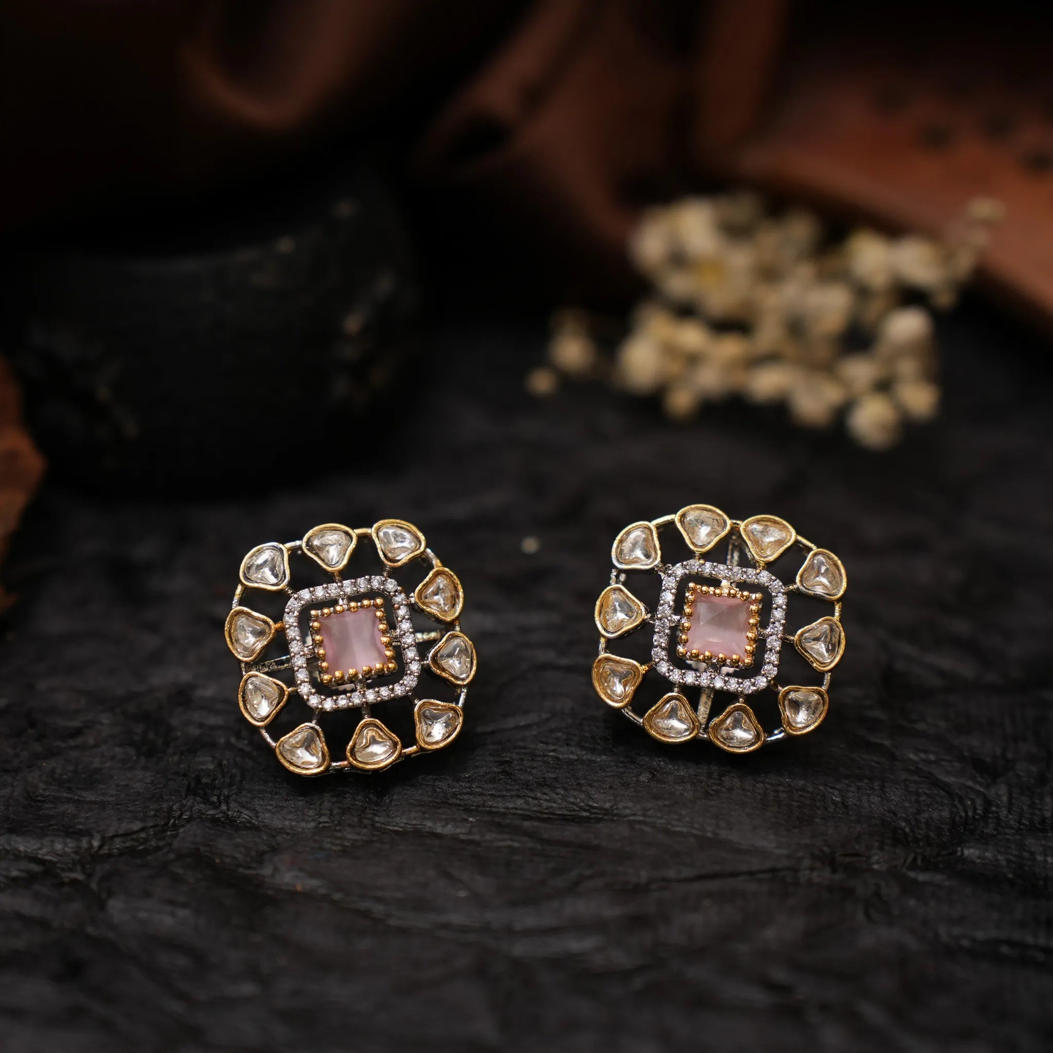 Kaleb Zircon Ear Stud - Pink