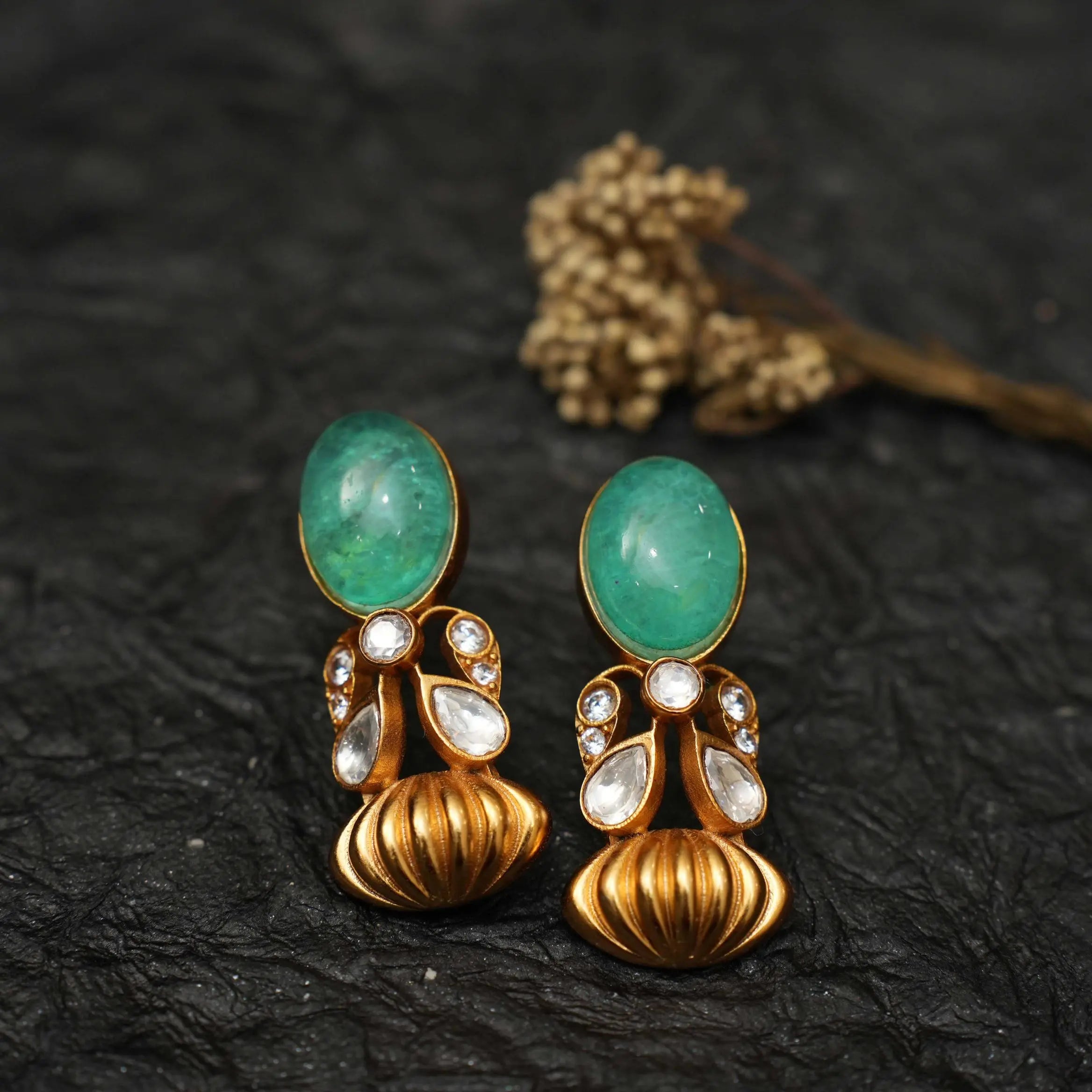 Kamala Polki Earrings - Pastel Green