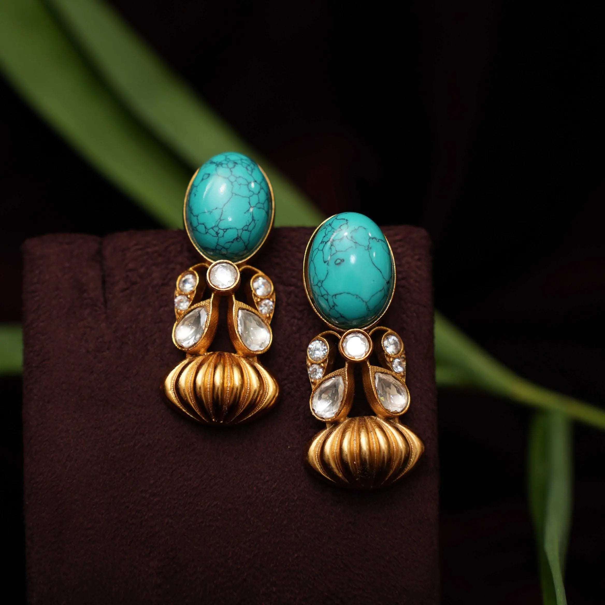 Kamala Polki Earrings - Turquoise