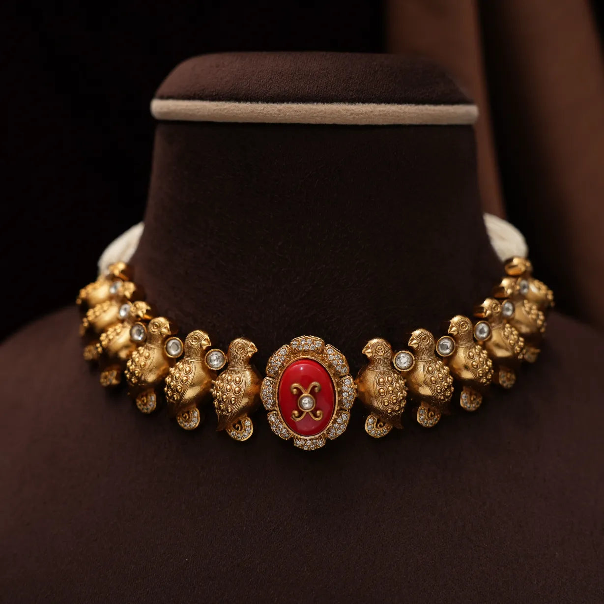 Kamalika Antique Choker - Coral