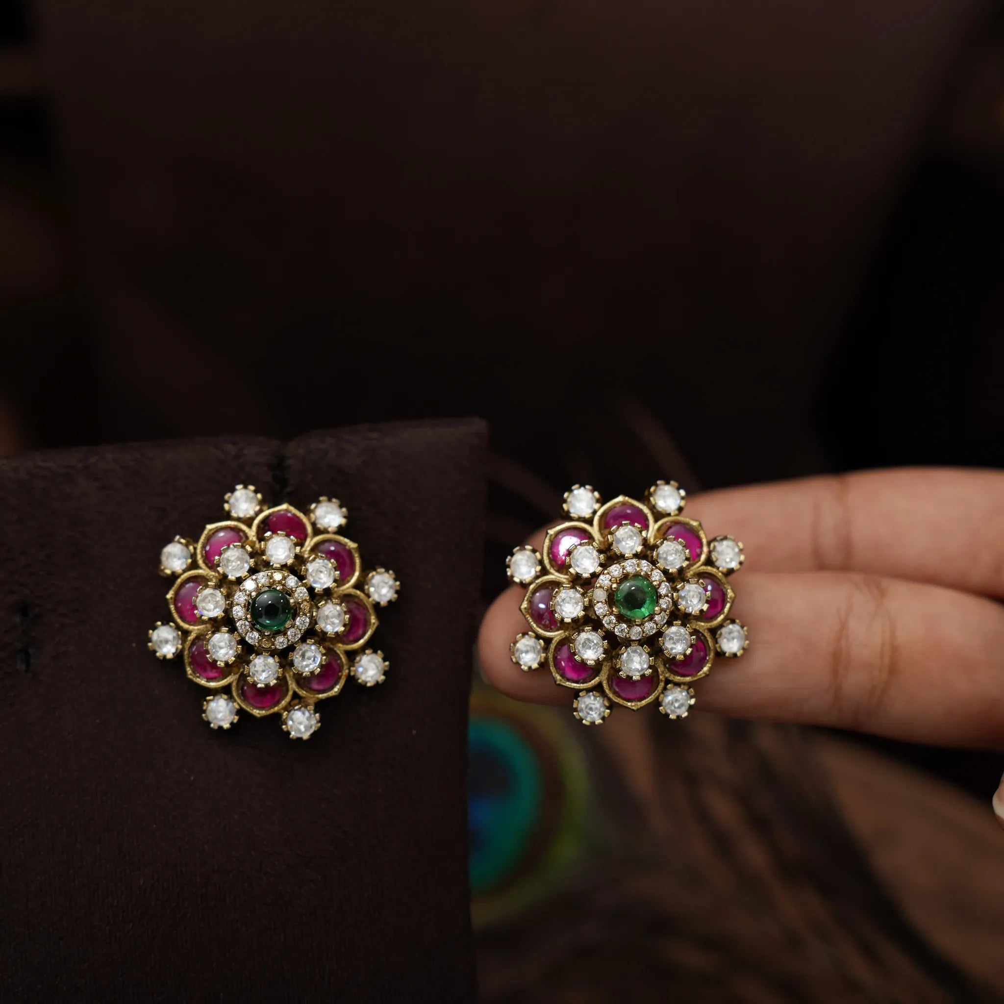 Kapila Moissanite Polki Ear Stud