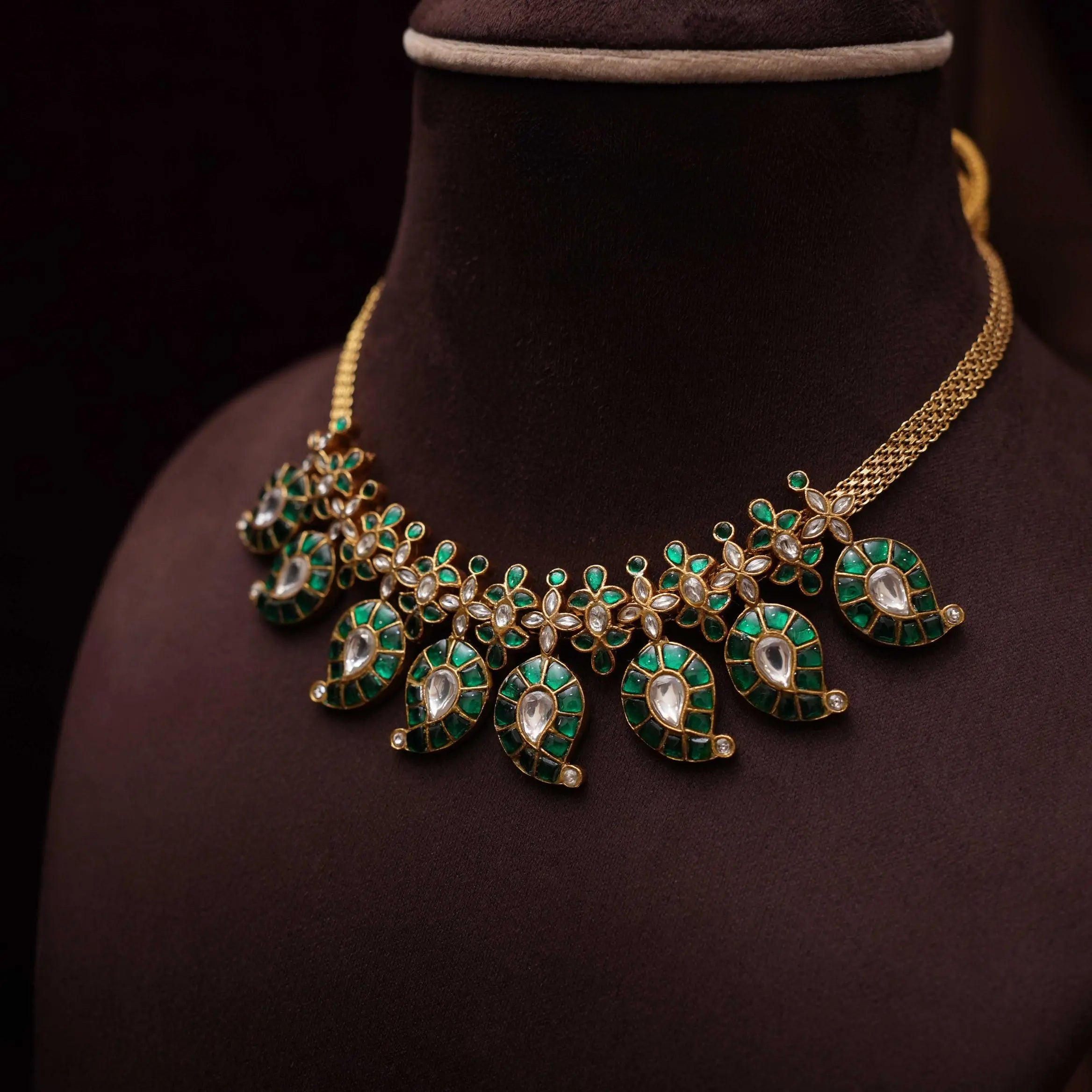 Karvi Mango Necklace Set - Green