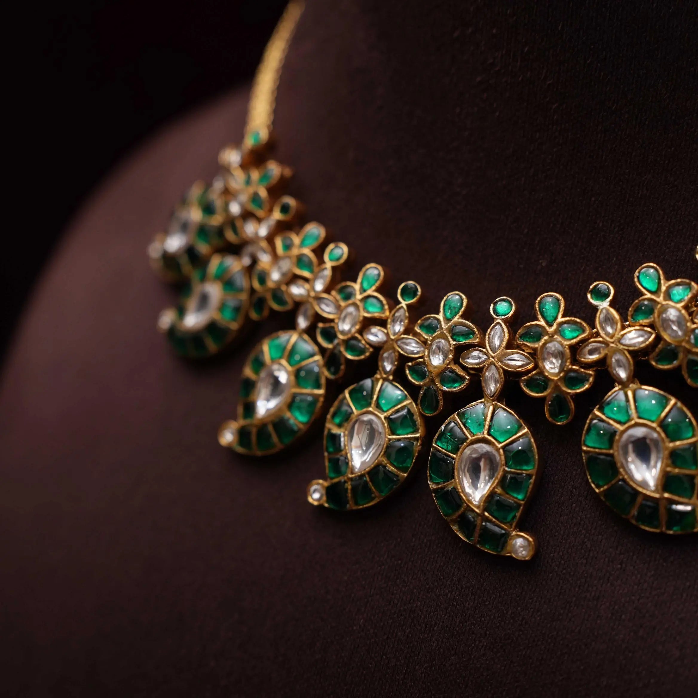 Karvi Mango Necklace Set - Green