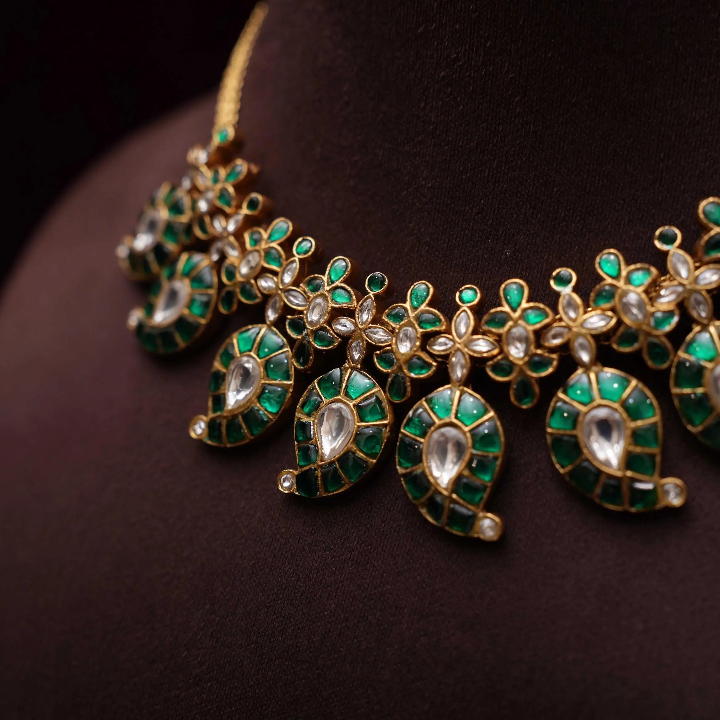 Karvi Mango Necklace Set - Green