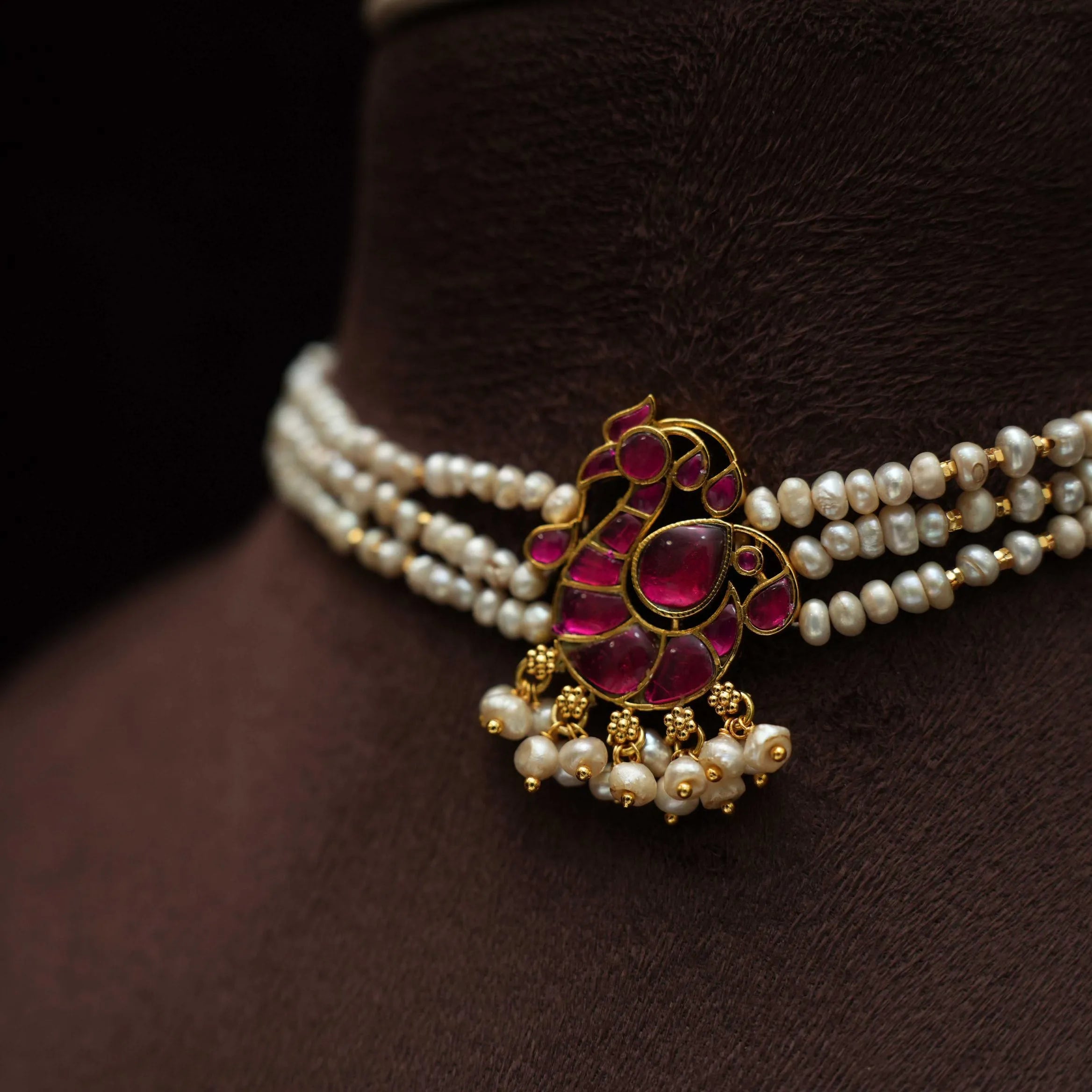 Kaveeya Polki Beaded Choker - Gaya