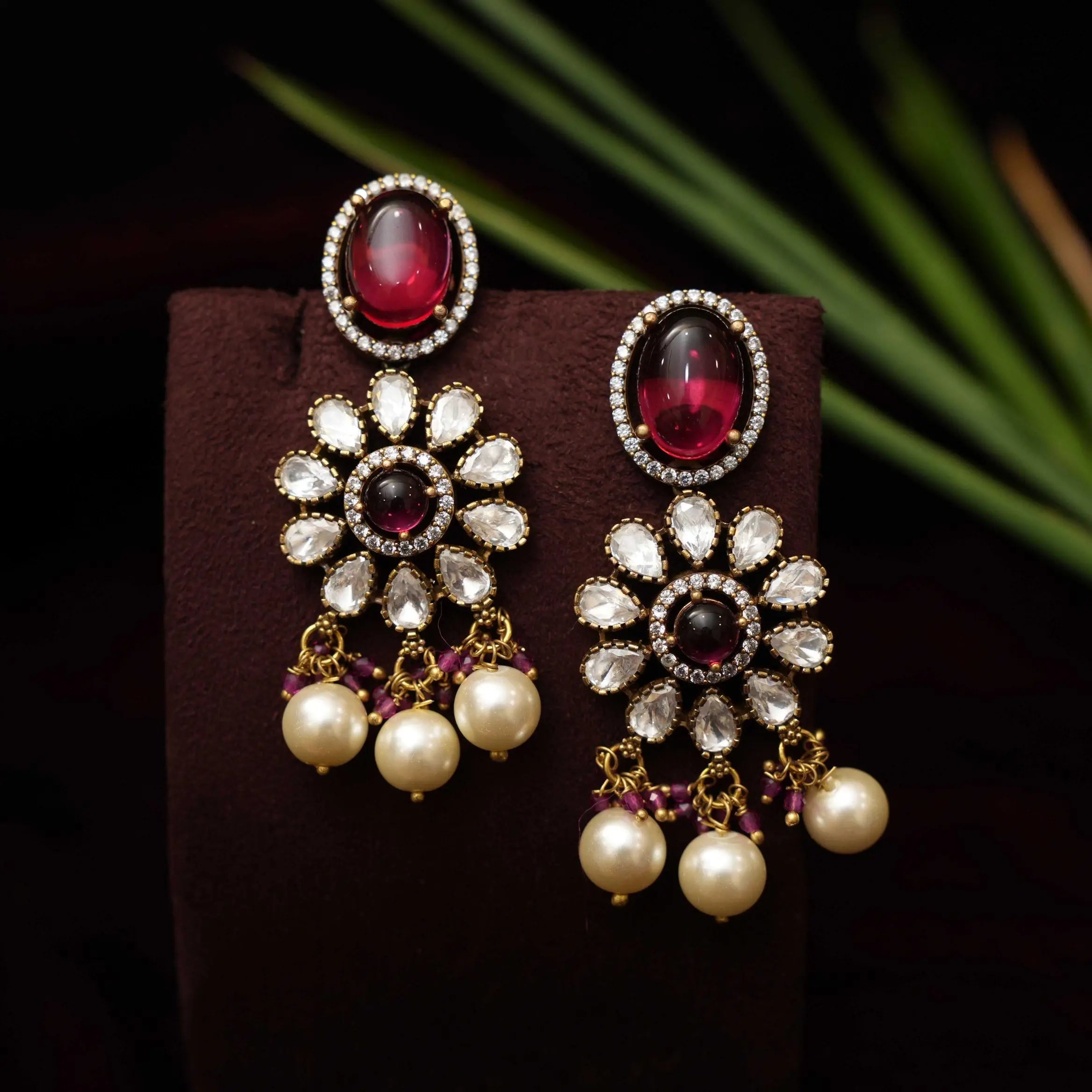 Keziya Beaded Polki Necklace - Green