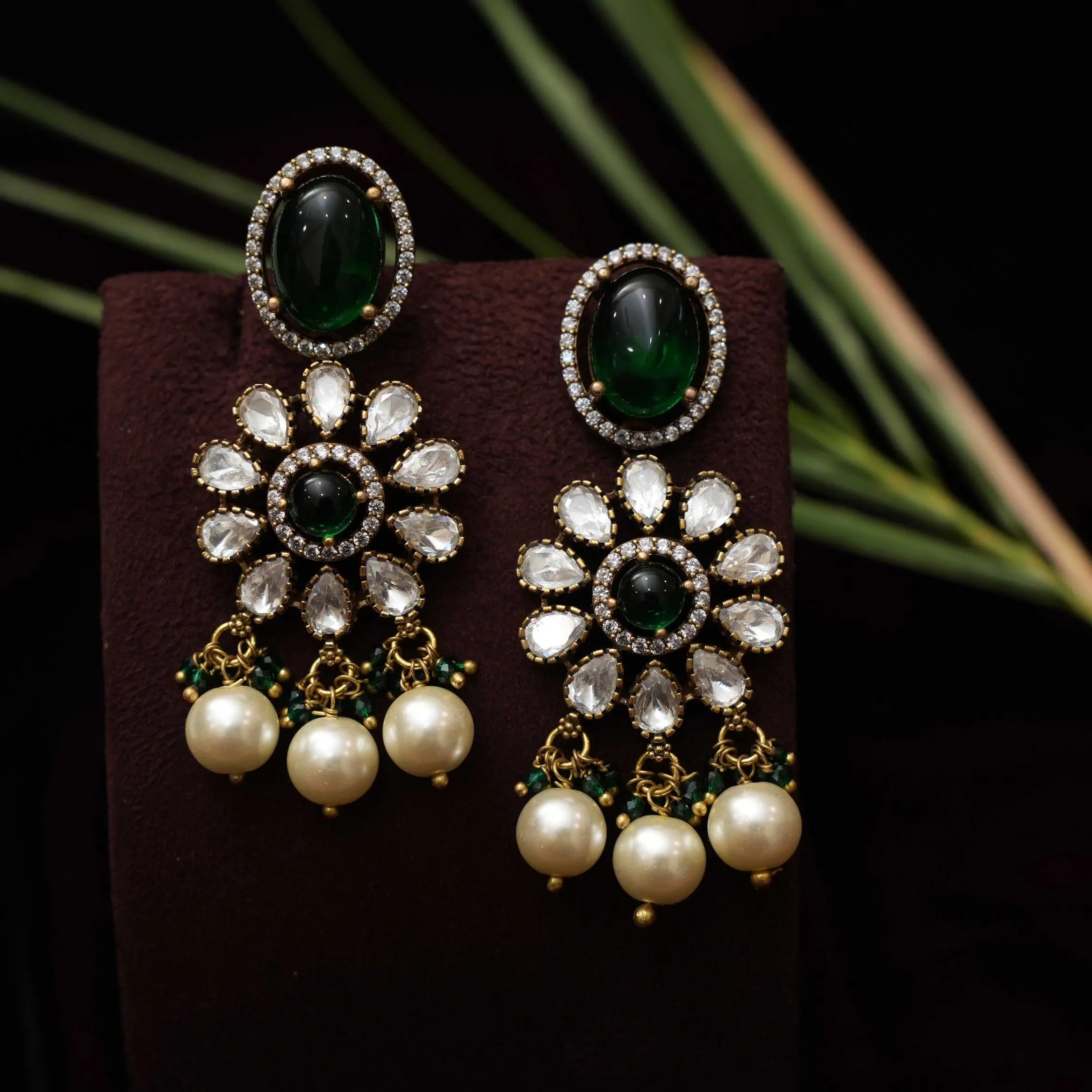 Keziya Beaded Polki Necklace - Red