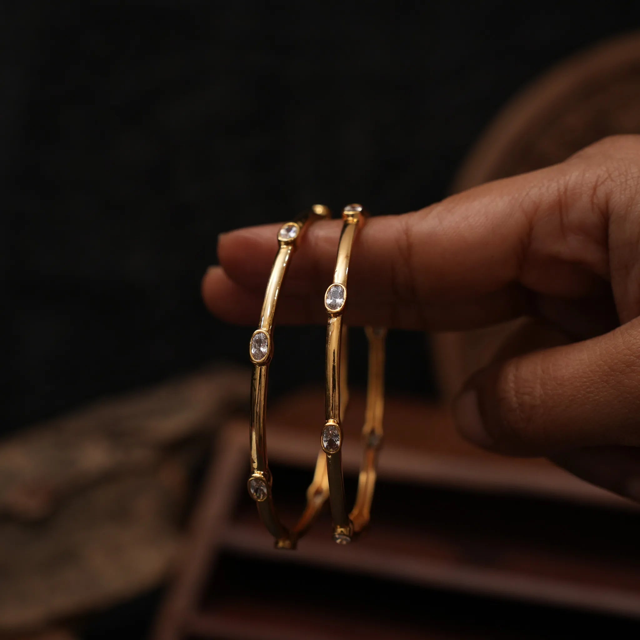 Kiana Antique Bangles - White