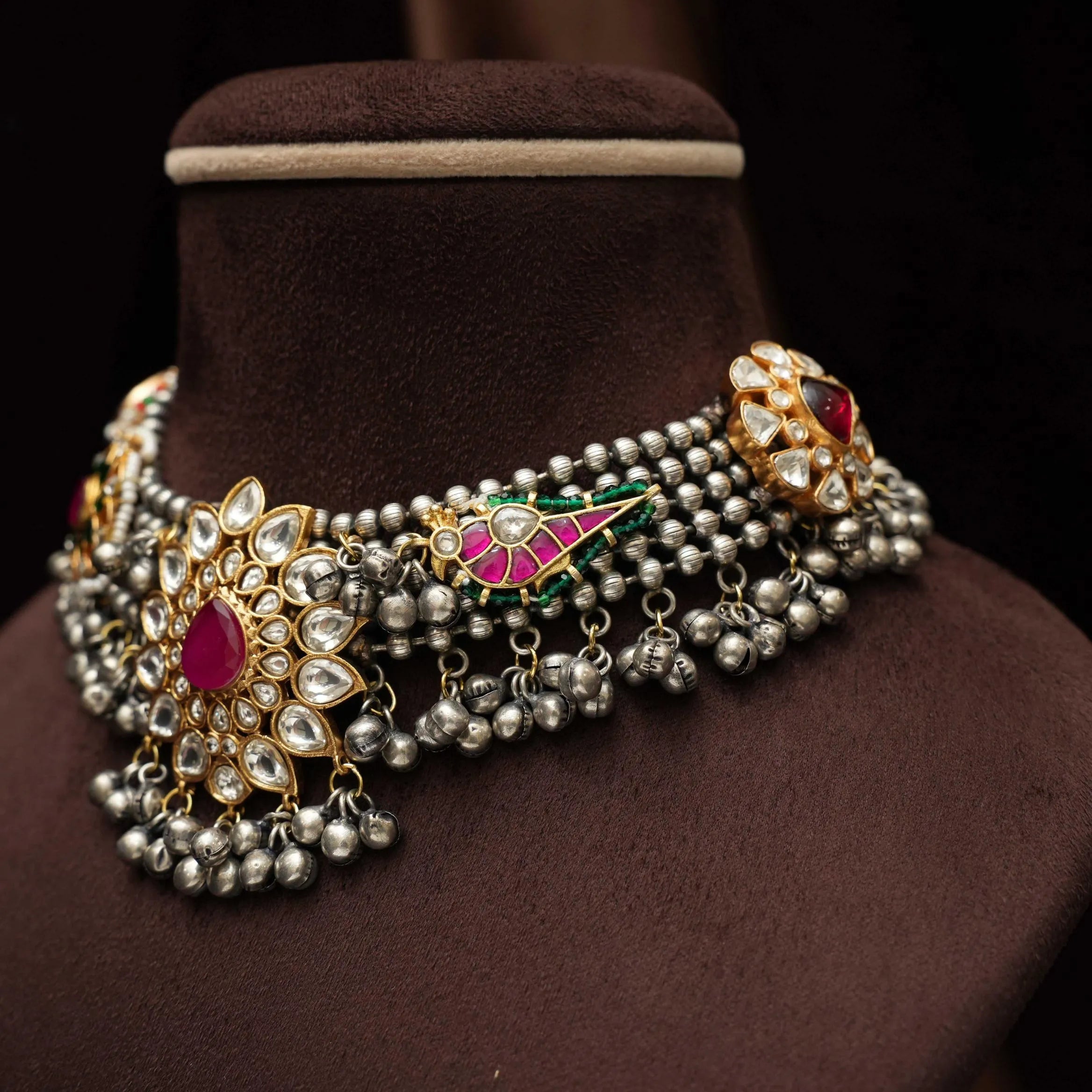 Kiya Antique Dual Tone Choker - Red