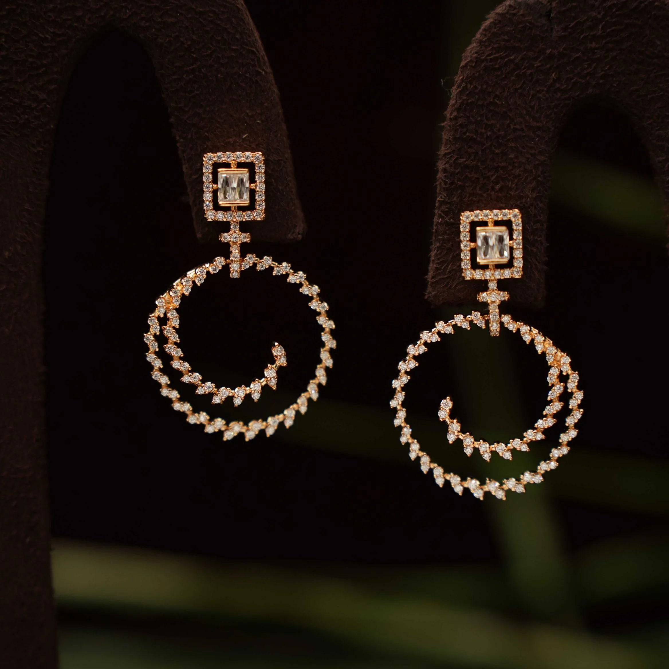 Kridha Zircon Designer Earrings - Gold