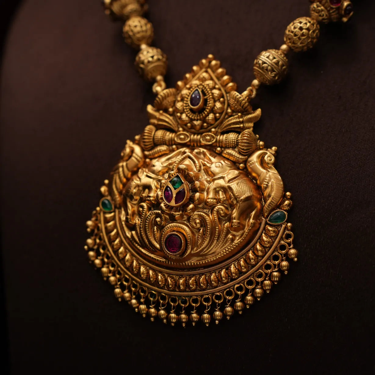 Kripa Antique Necklace - Red & Green