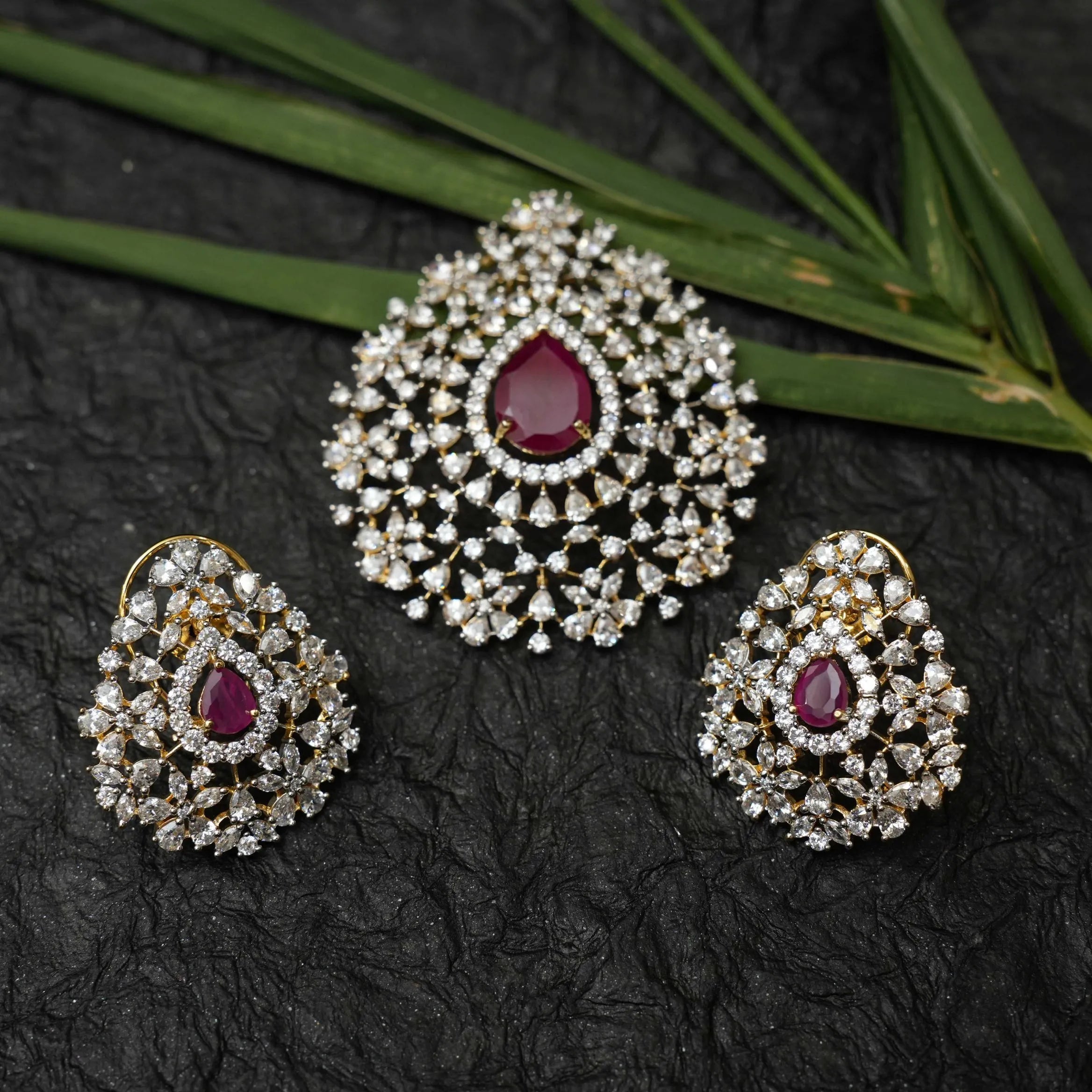 Kripa Zircon Pendant - Reddish Pink