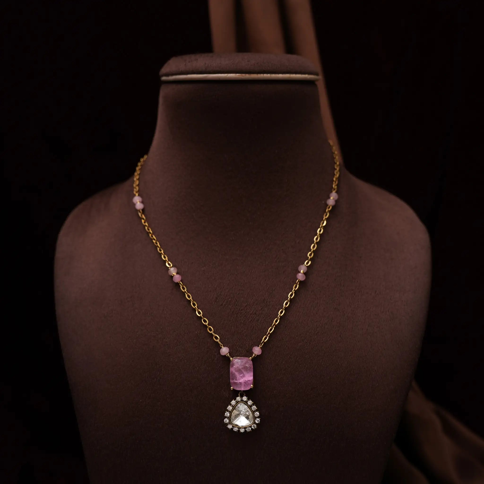 Kritay Victorian Minimal Necklace - Pastel Pink