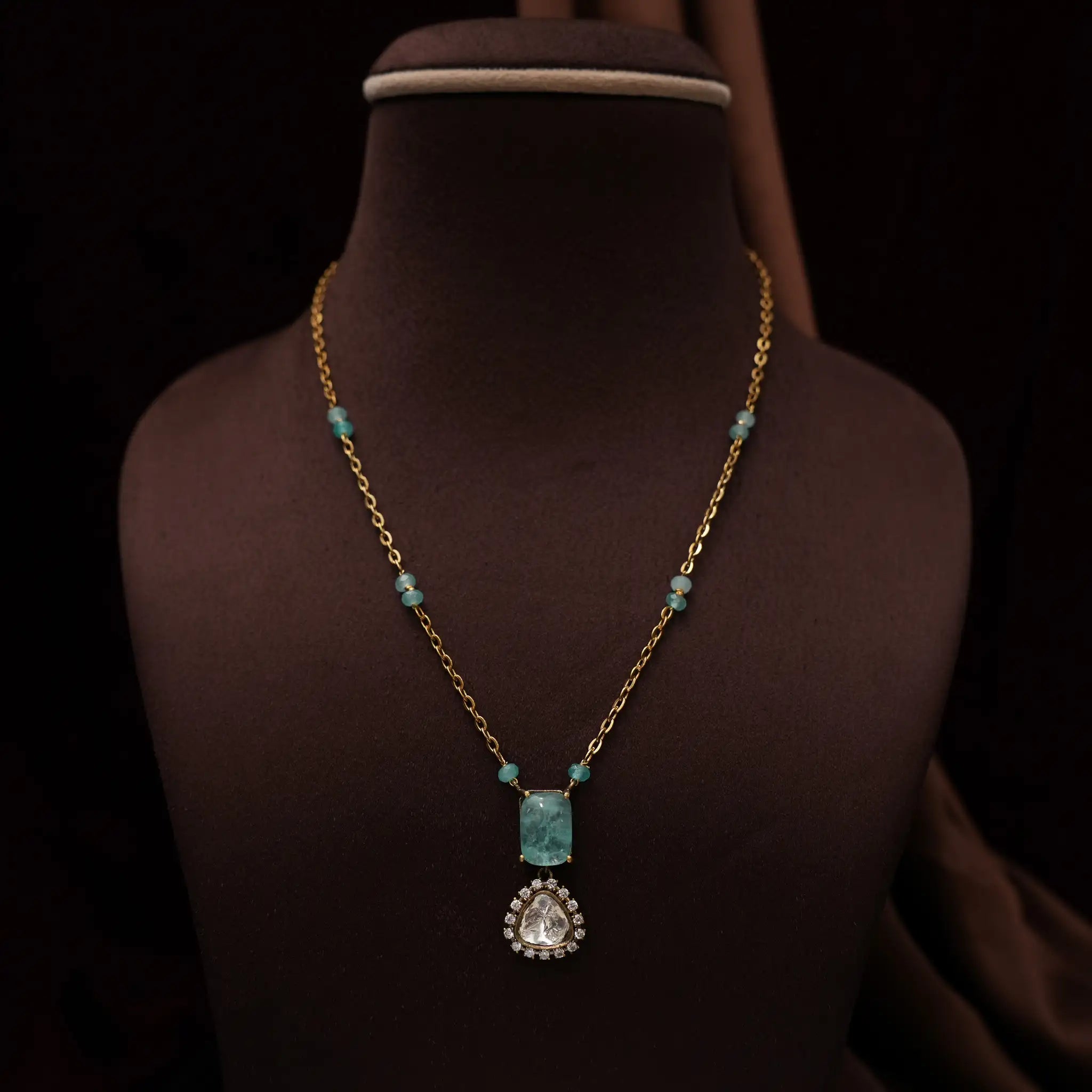 Kritay Victorian Minimal Necklace - Aqua