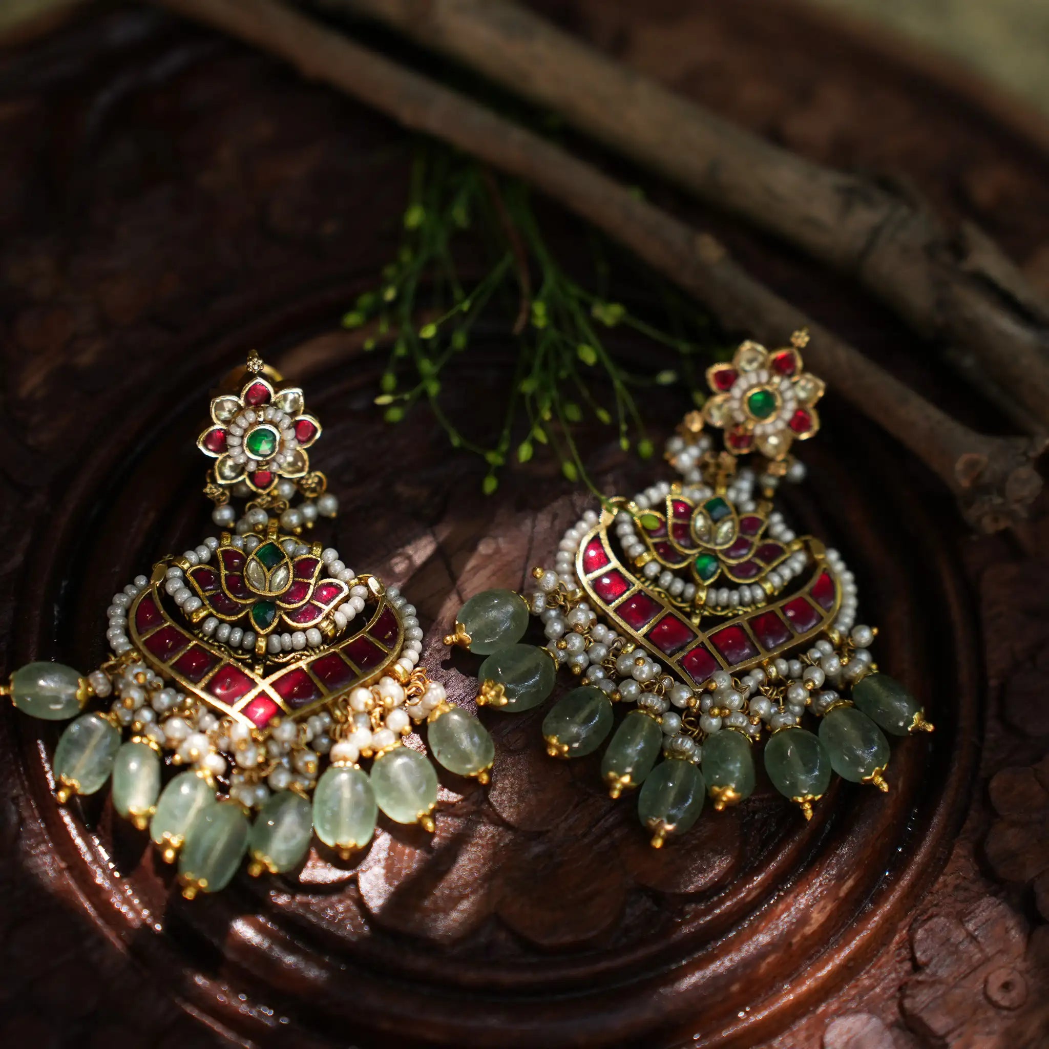 Kshanika Polki Chandbali Earrings