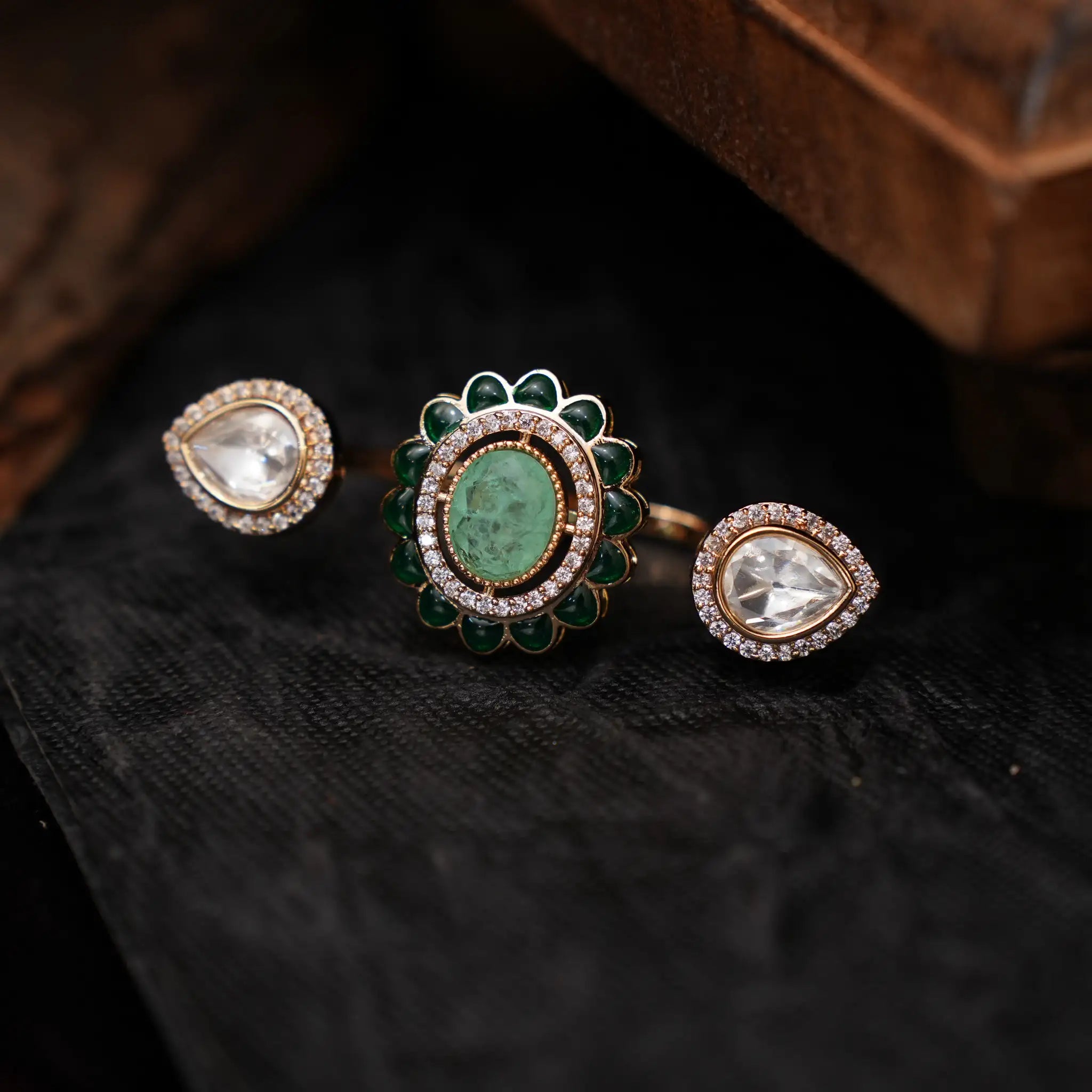 Kshiti Polki Ring - Green