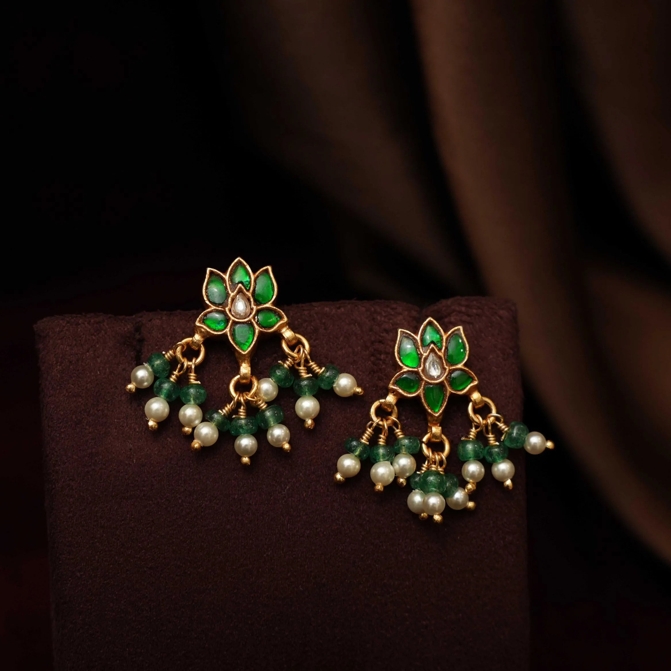 Lajja Silver Earrings - Green