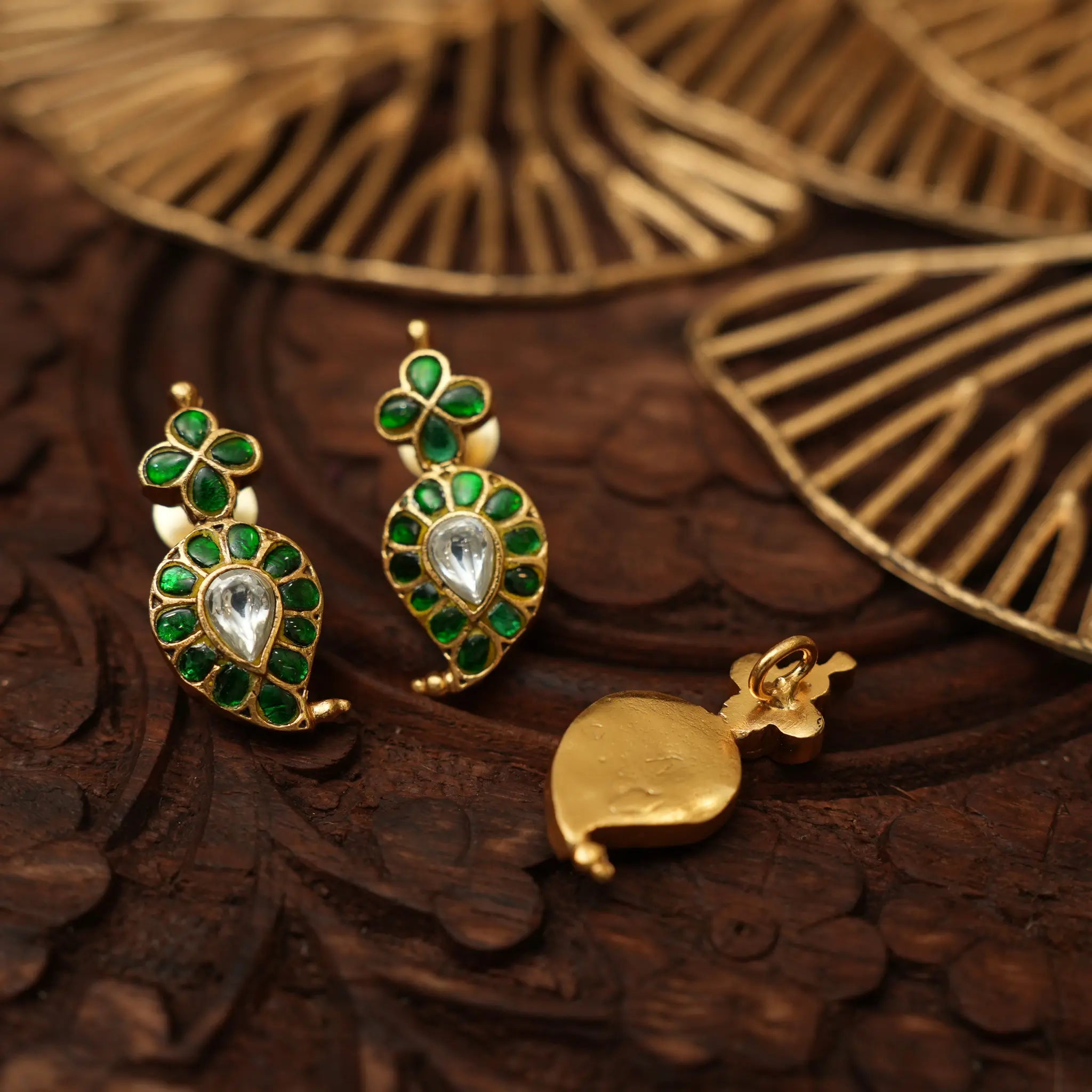 Lanvika Polki Mango Pendant - Green