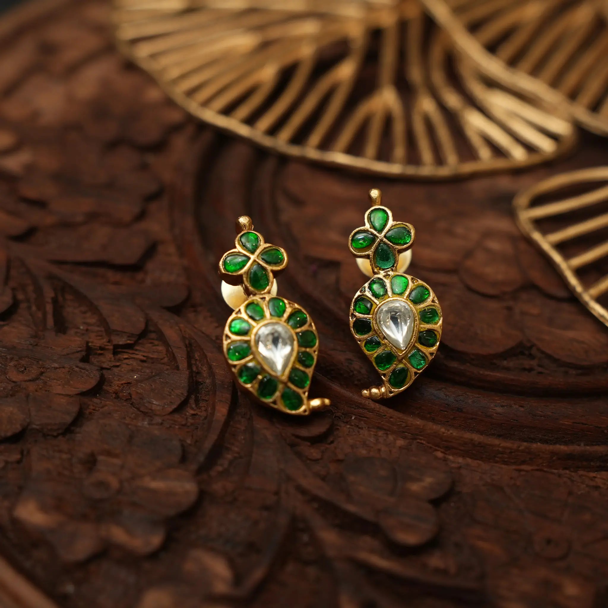 Lanvika Polki Mango Pendant - Green