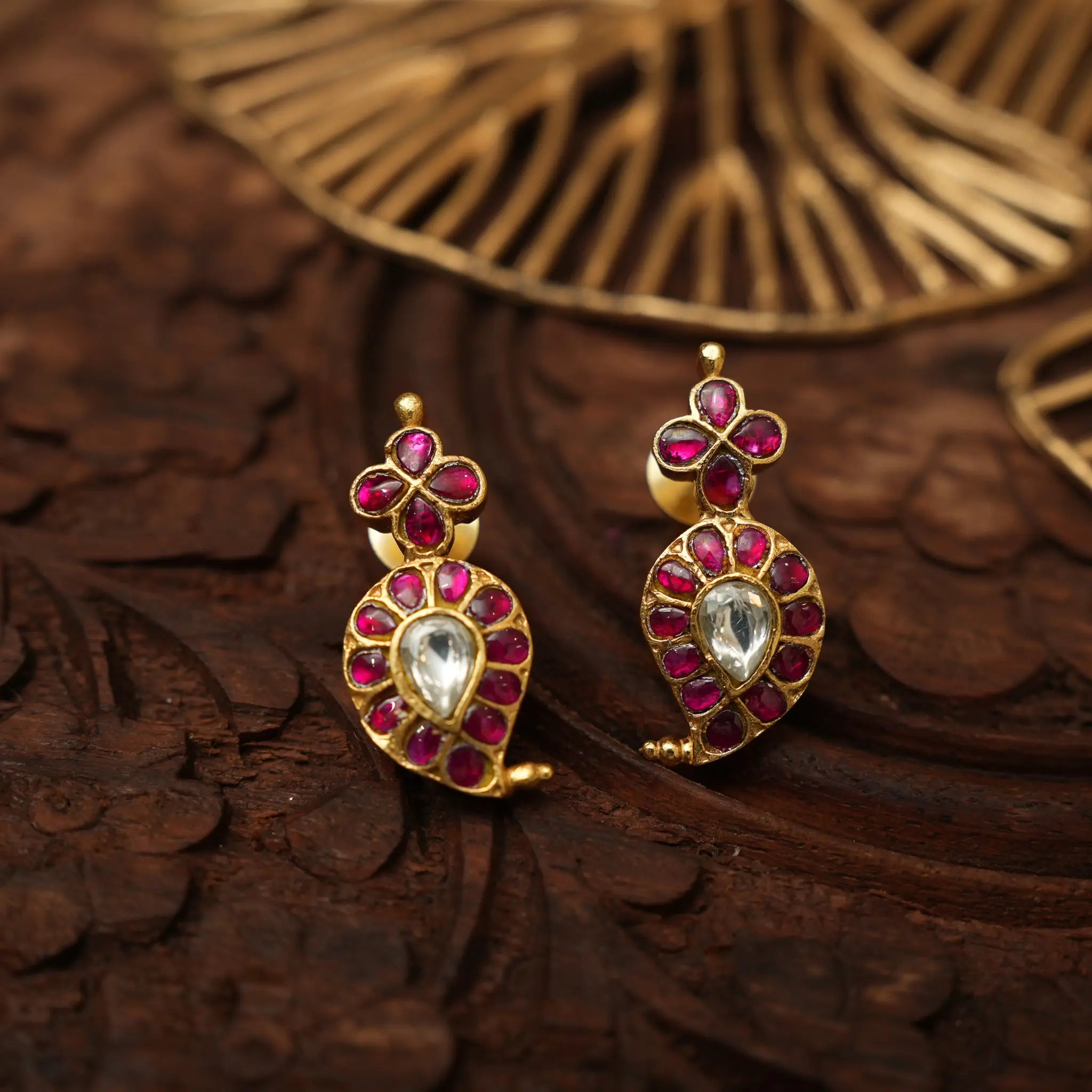 Lanvika Polki Mango Pendant - Red