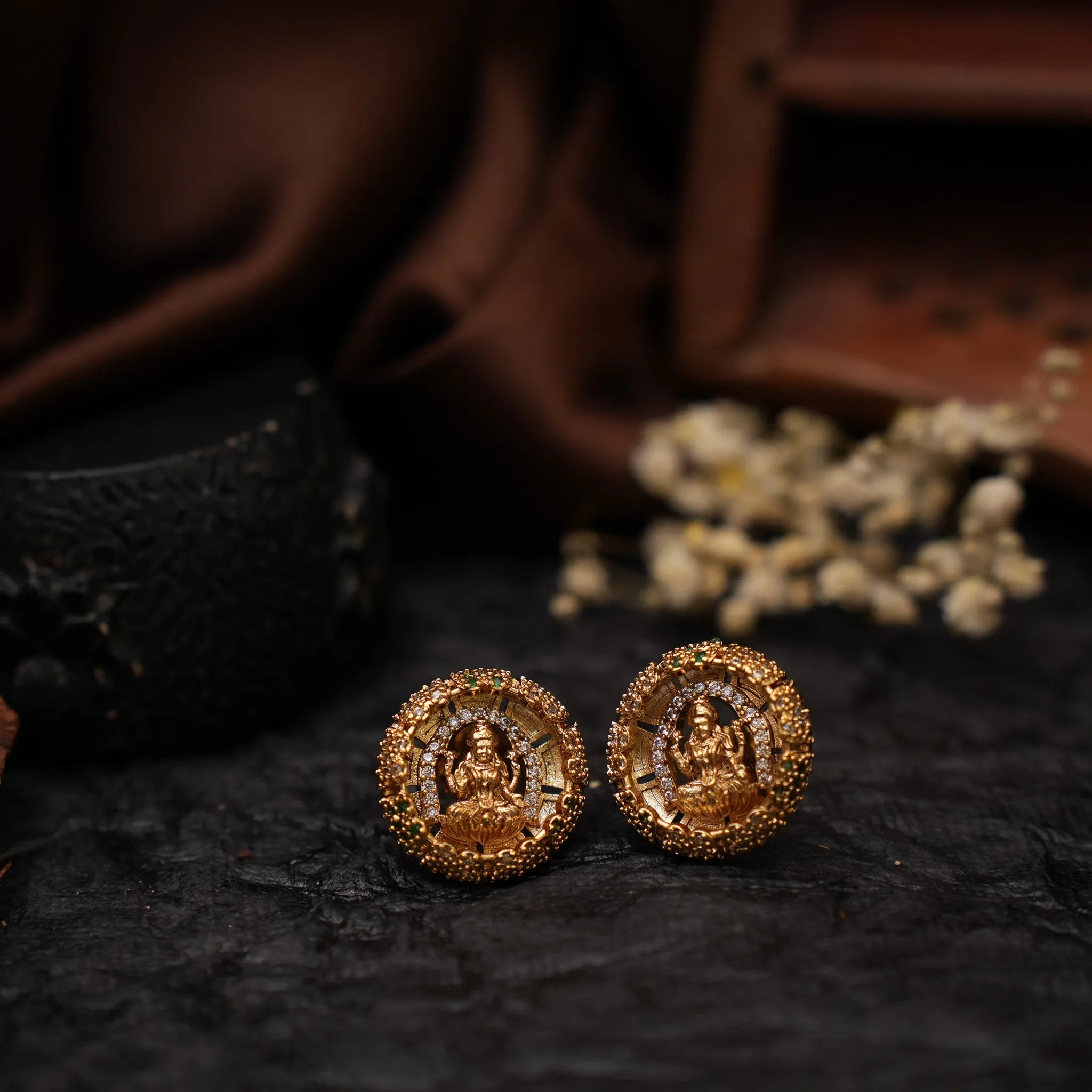 Lavenia Antique Ear Stud - Green