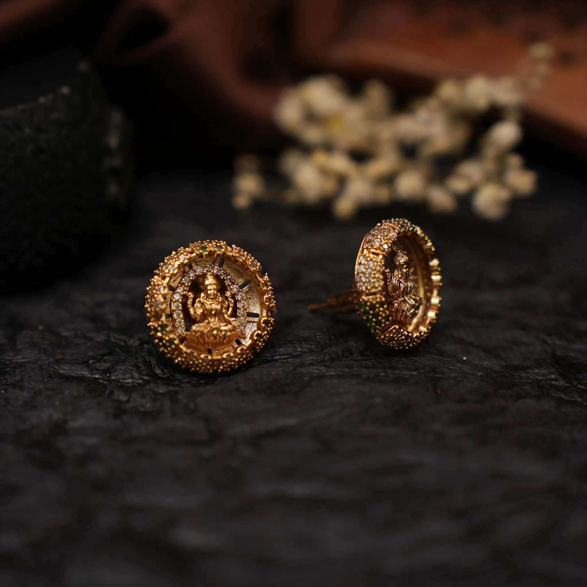 Lavenia Antique Ear Stud - Green