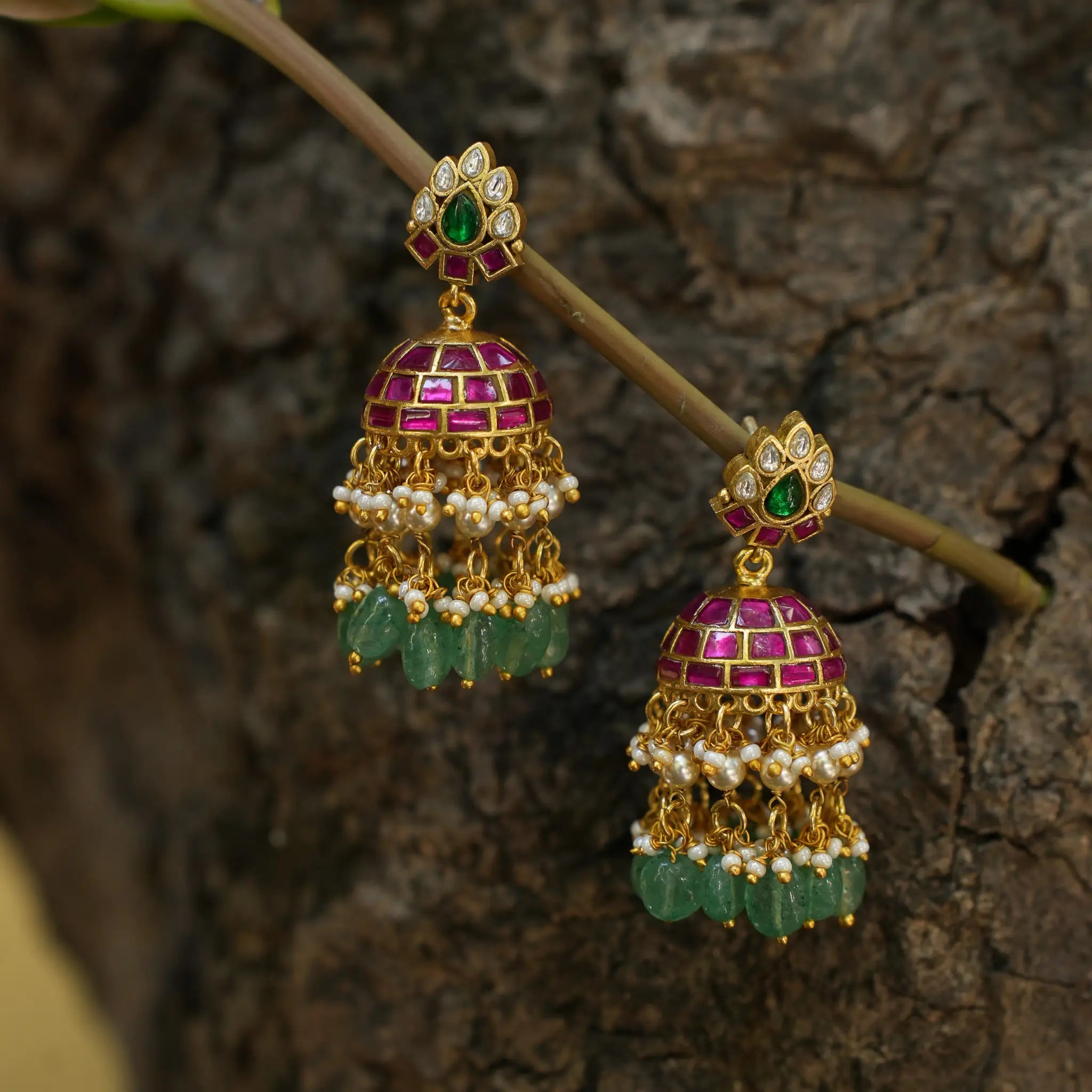 Leena Polki Jhumka Earrings