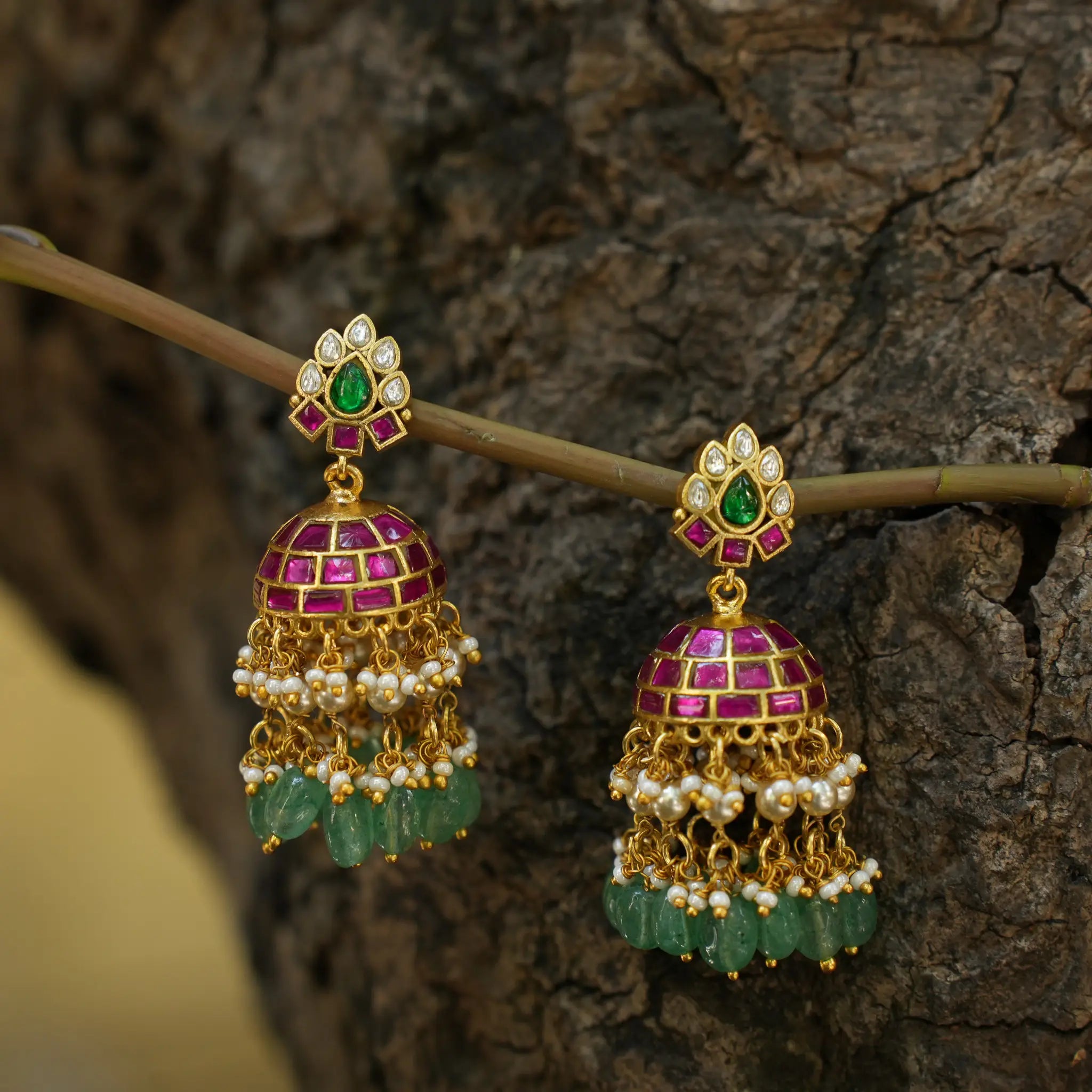 Leena Polki Jhumka Earrings