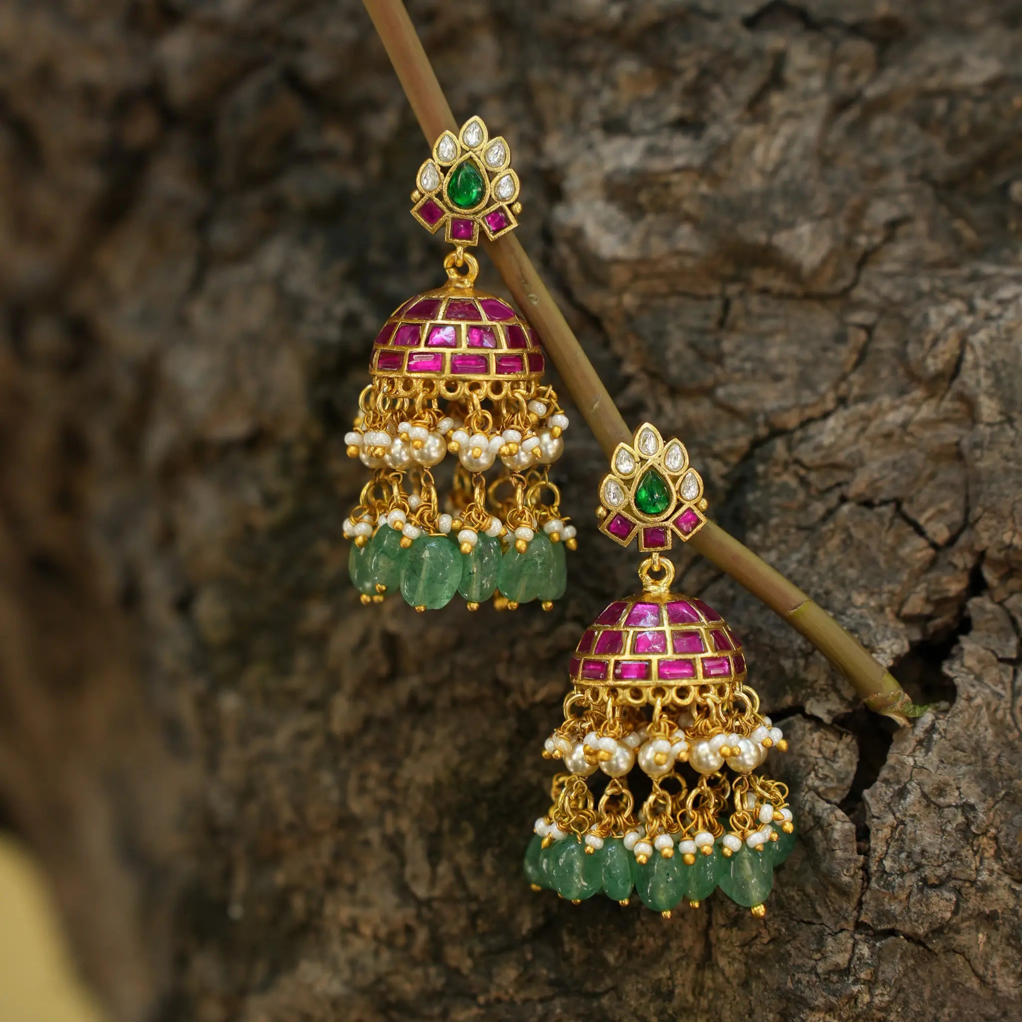 Leena Polki Jhumka Earrings