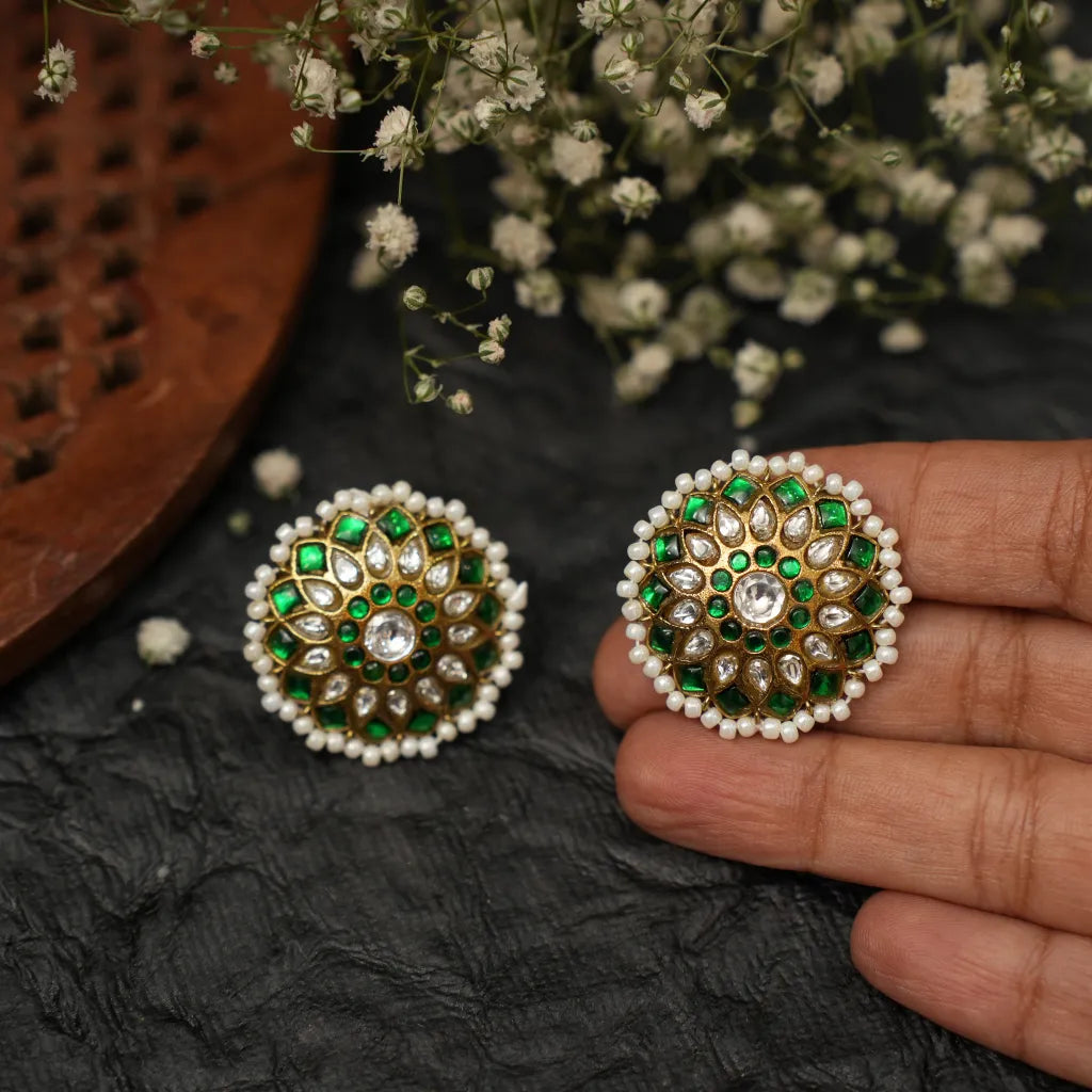 Leina Polki Ear Stud - Green