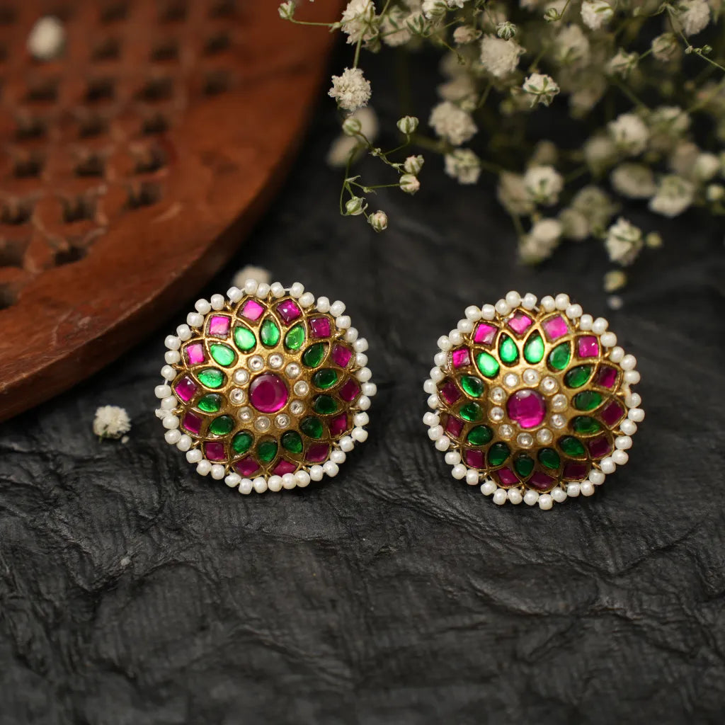 Leina Polki Ear Stud - Red