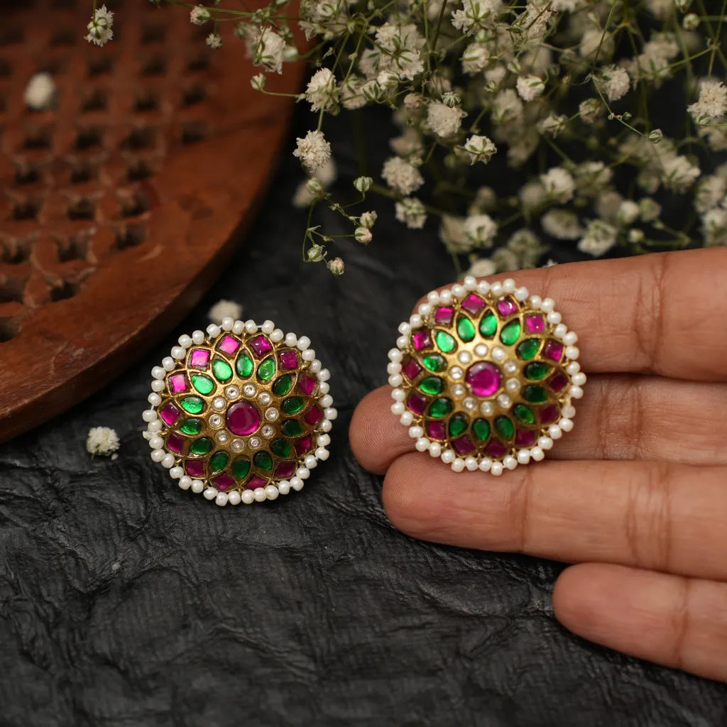 Leina Polki Ear Stud - Red