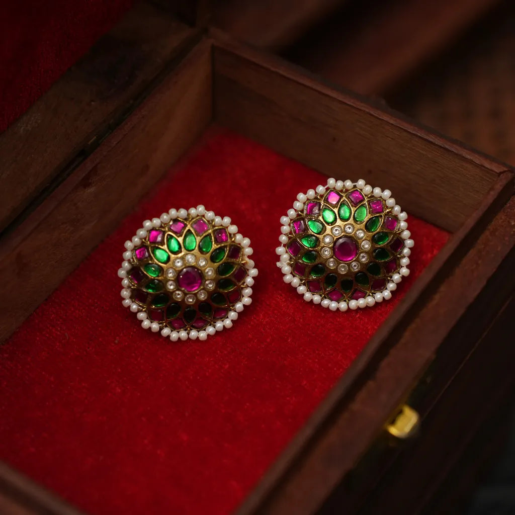 Leina Polki Ear Stud - Red