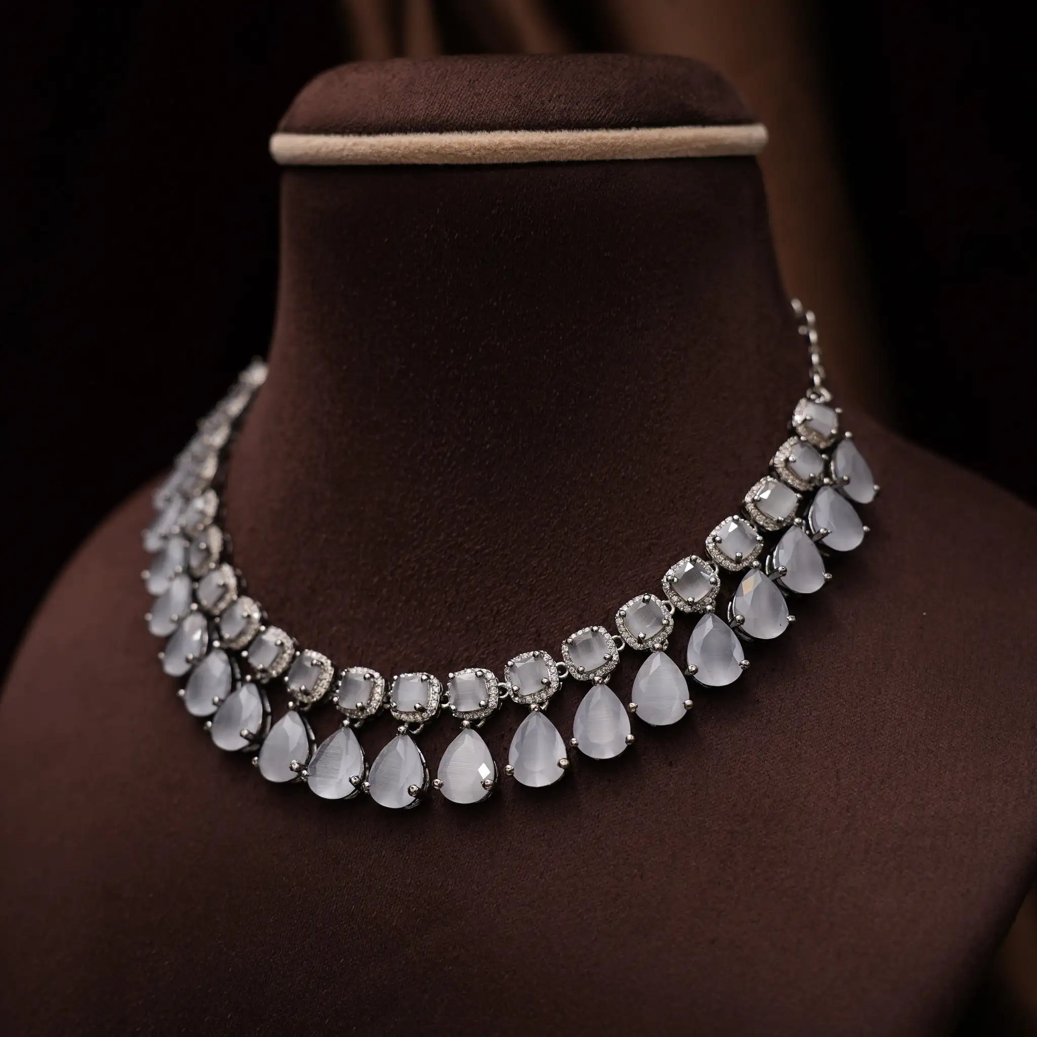 Libni Zircon Necklace - Grey