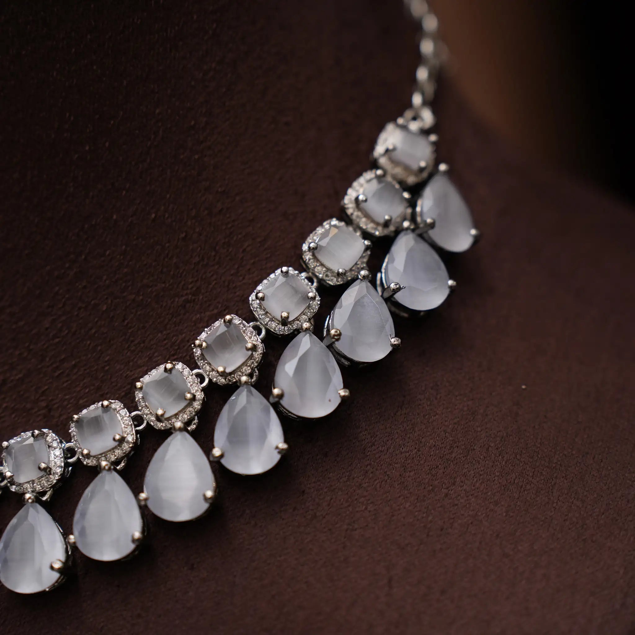 Libni Zircon Necklace - Grey