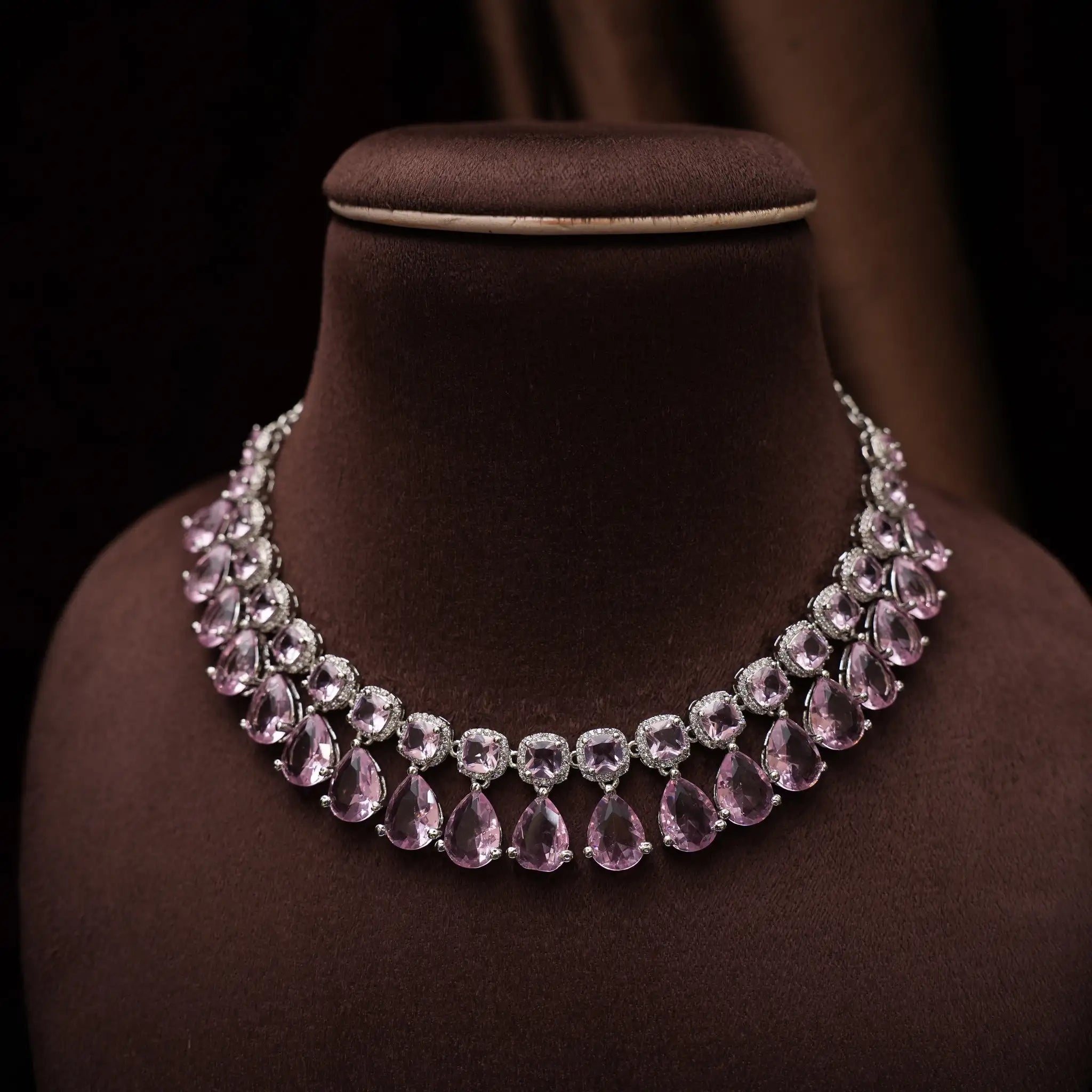 Libni Zircon Necklace - Light Pink
