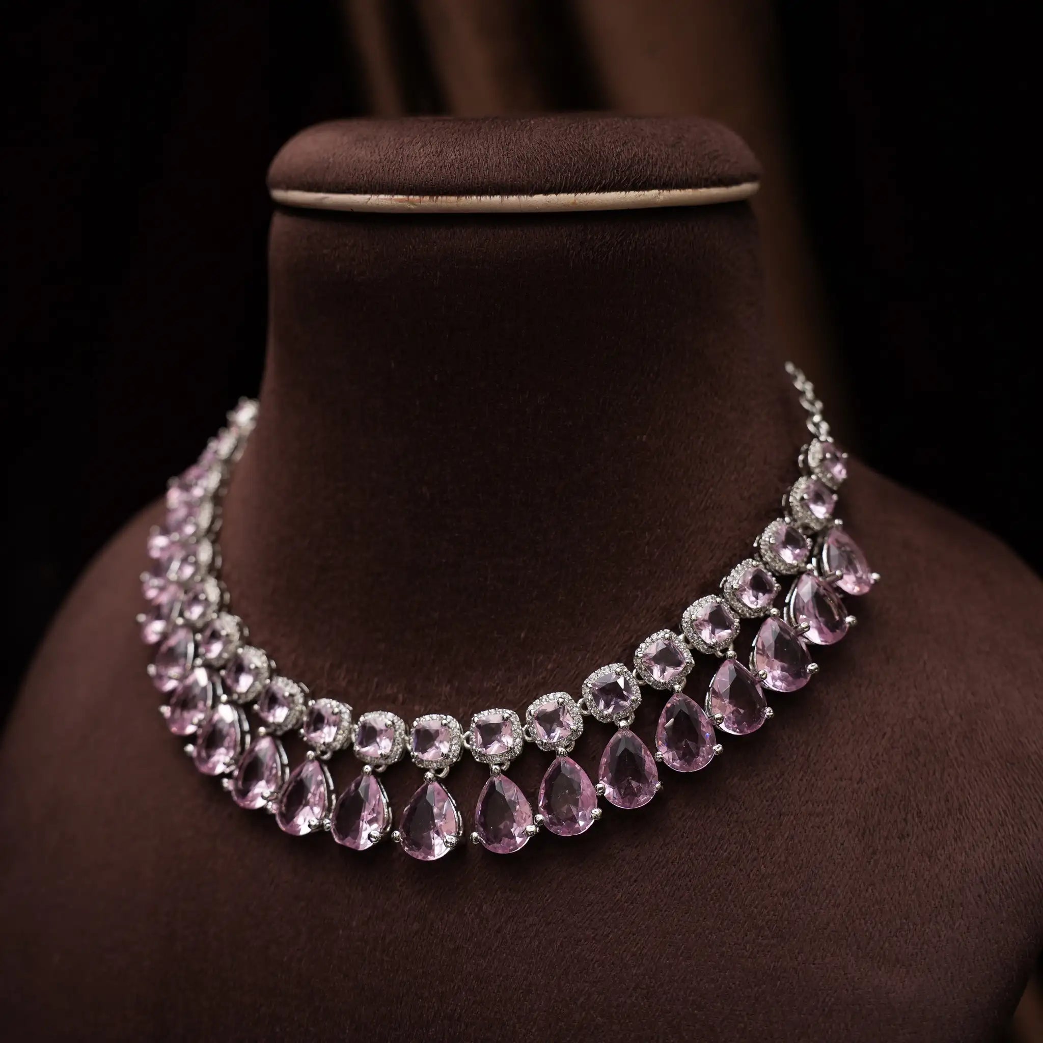 Libni Zircon Necklace - Light Pink