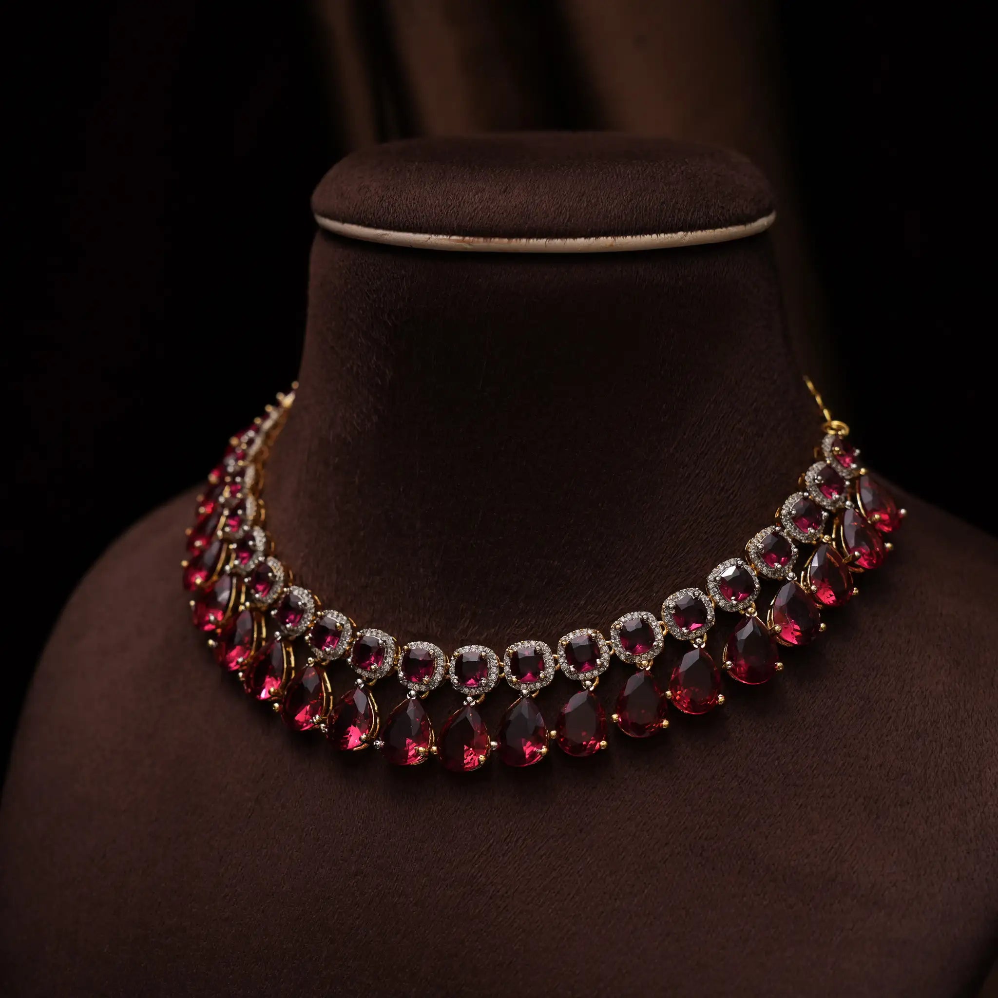 Libni Zircon Necklace - Red