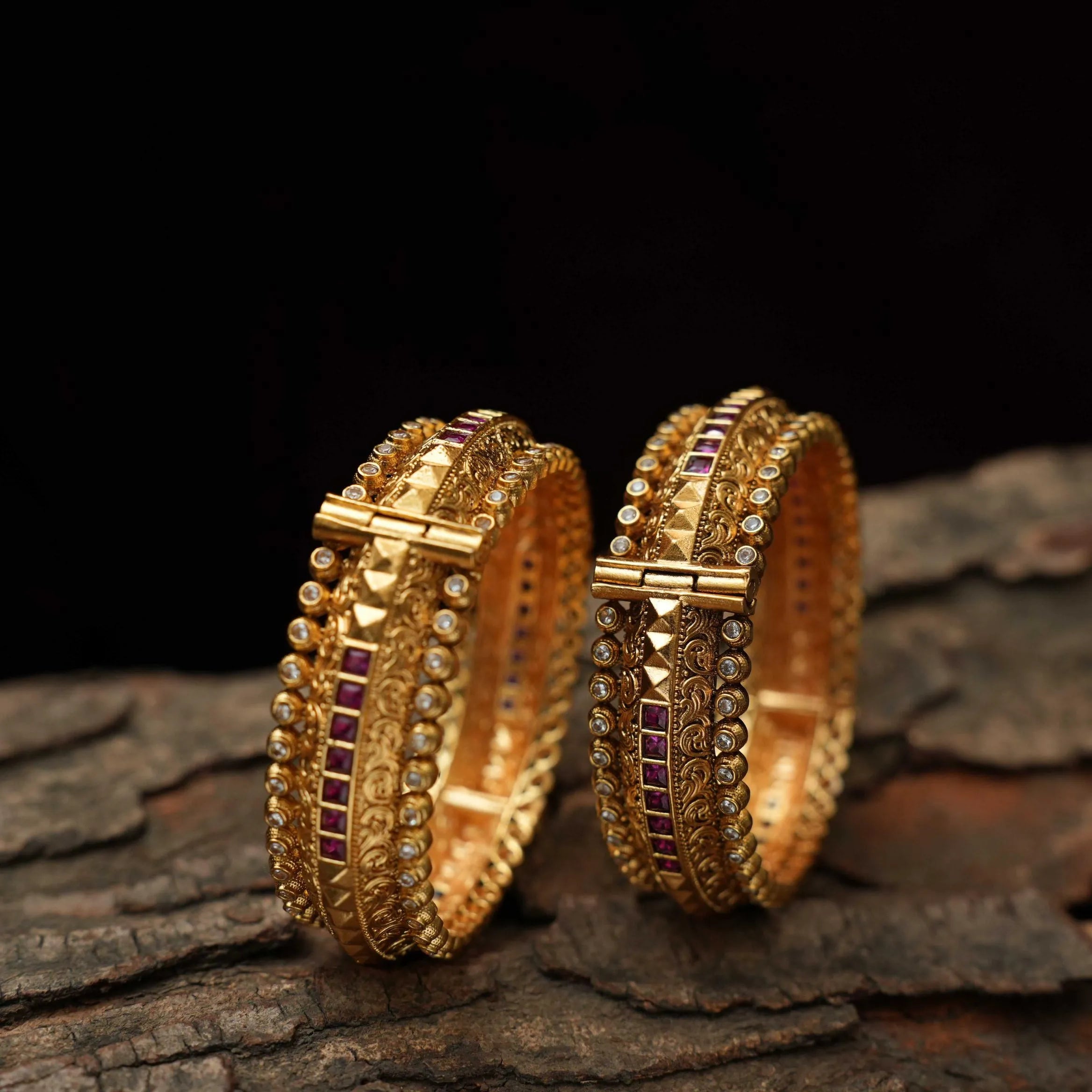 Lila Antique Bangles