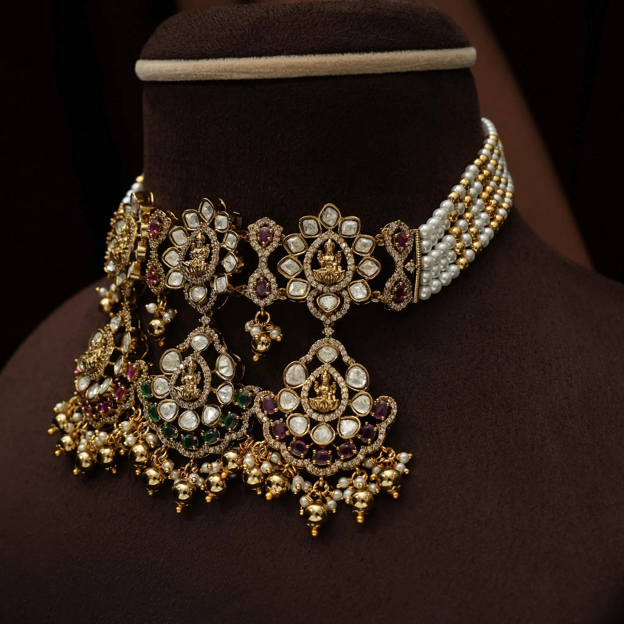 Lina Beaded Polki Choker - Golden Balls
