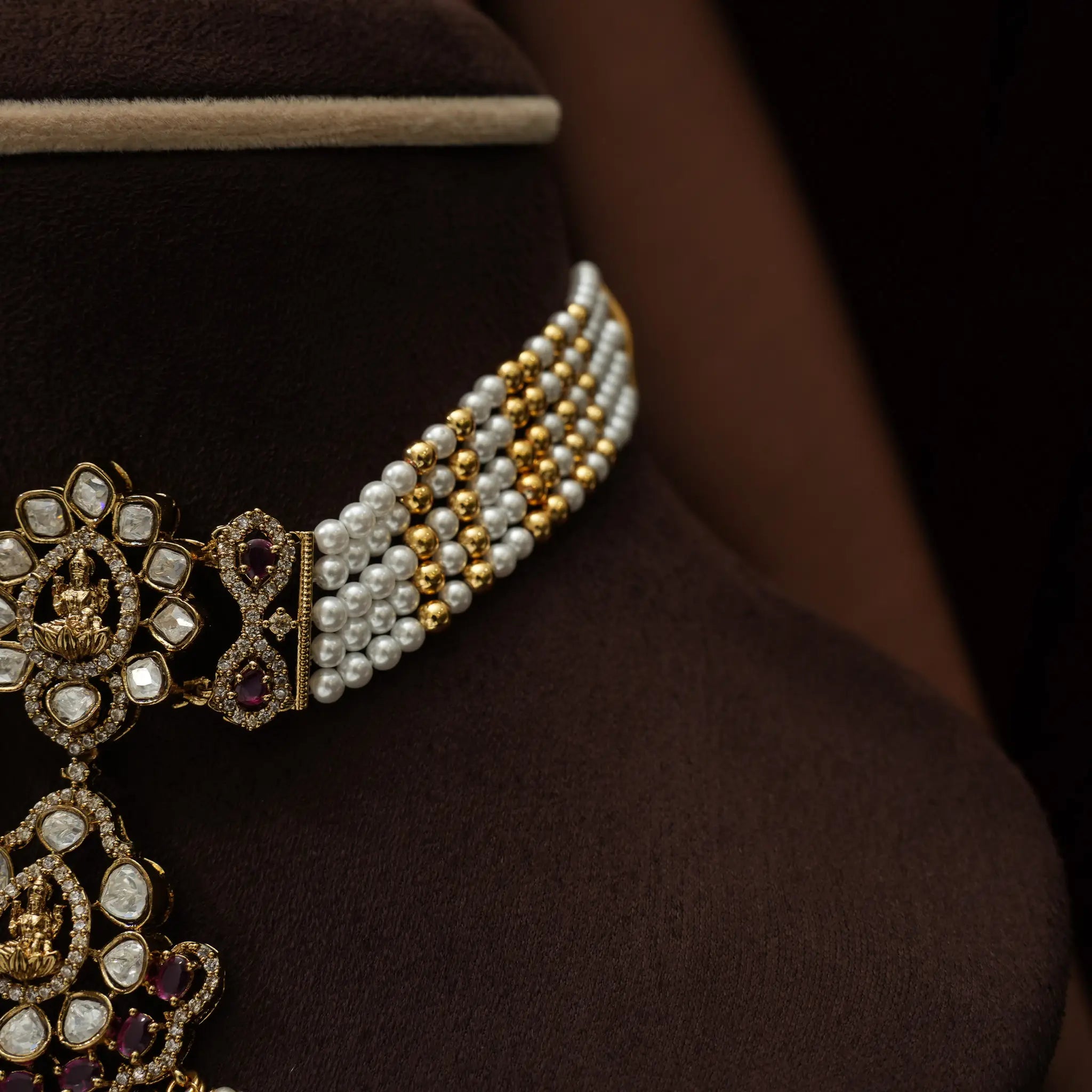 Lina Beaded Polki Choker - Golden Balls