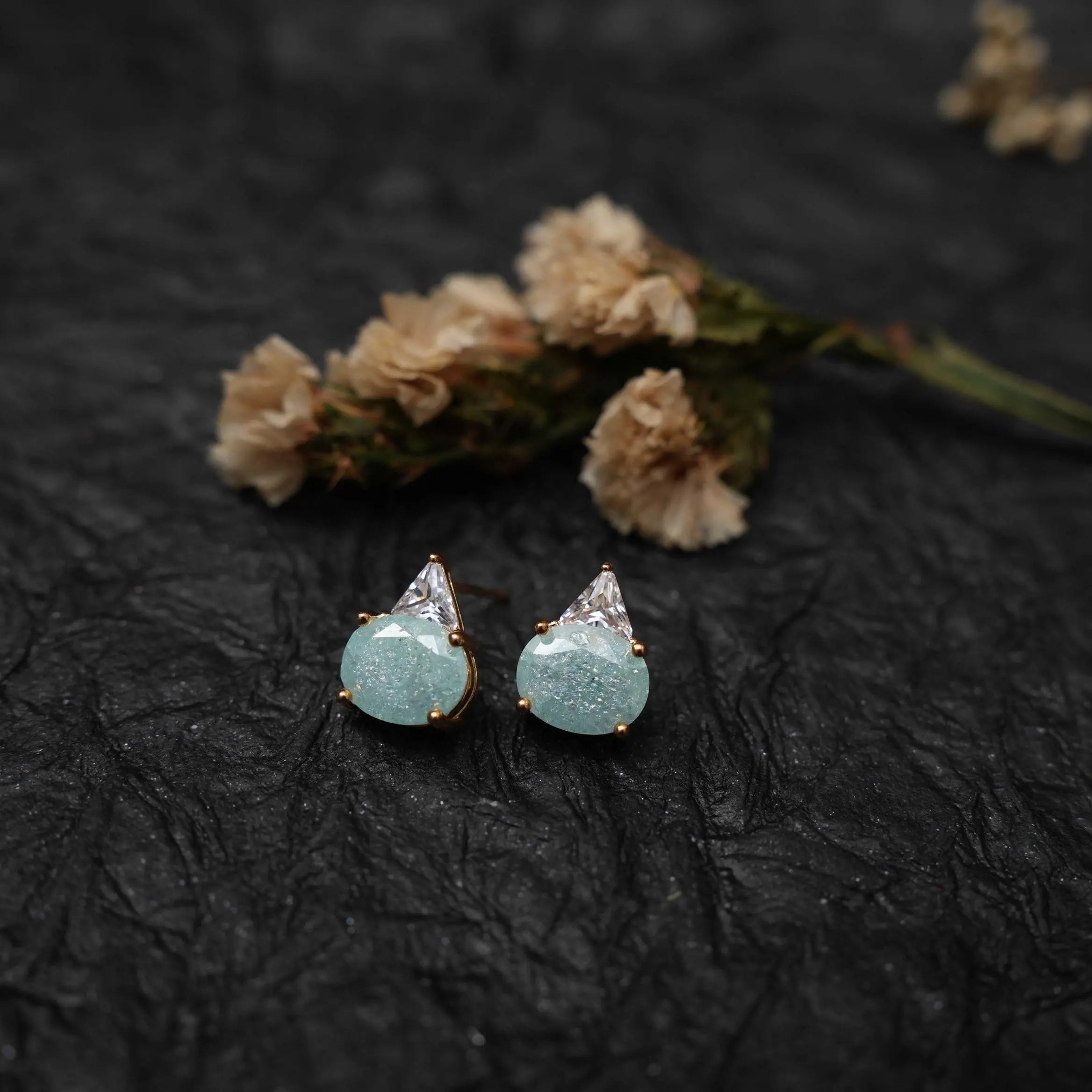 Liya Zircon Ear stud - Pastel Blue