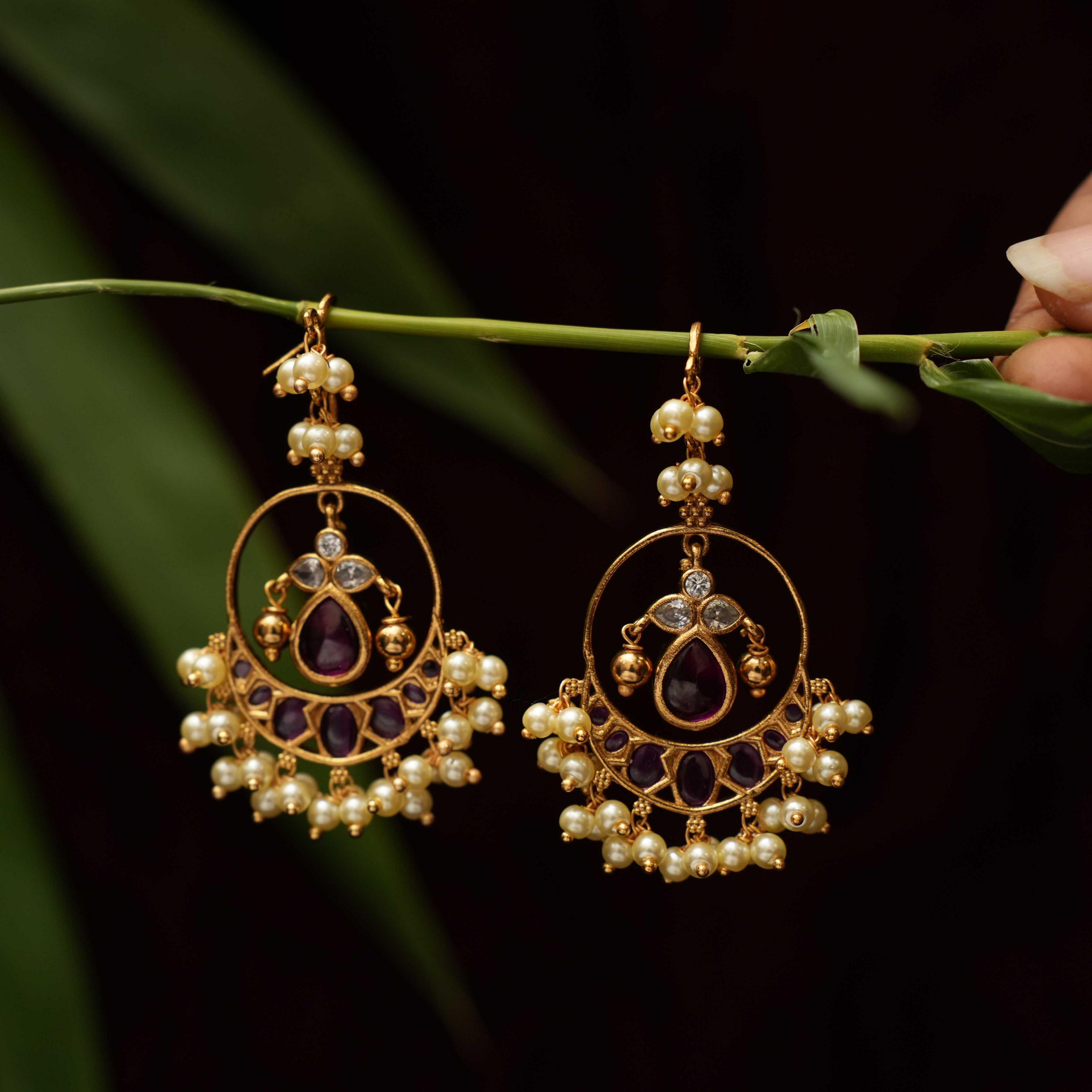 Lokita Antique Designer Earrings - Red