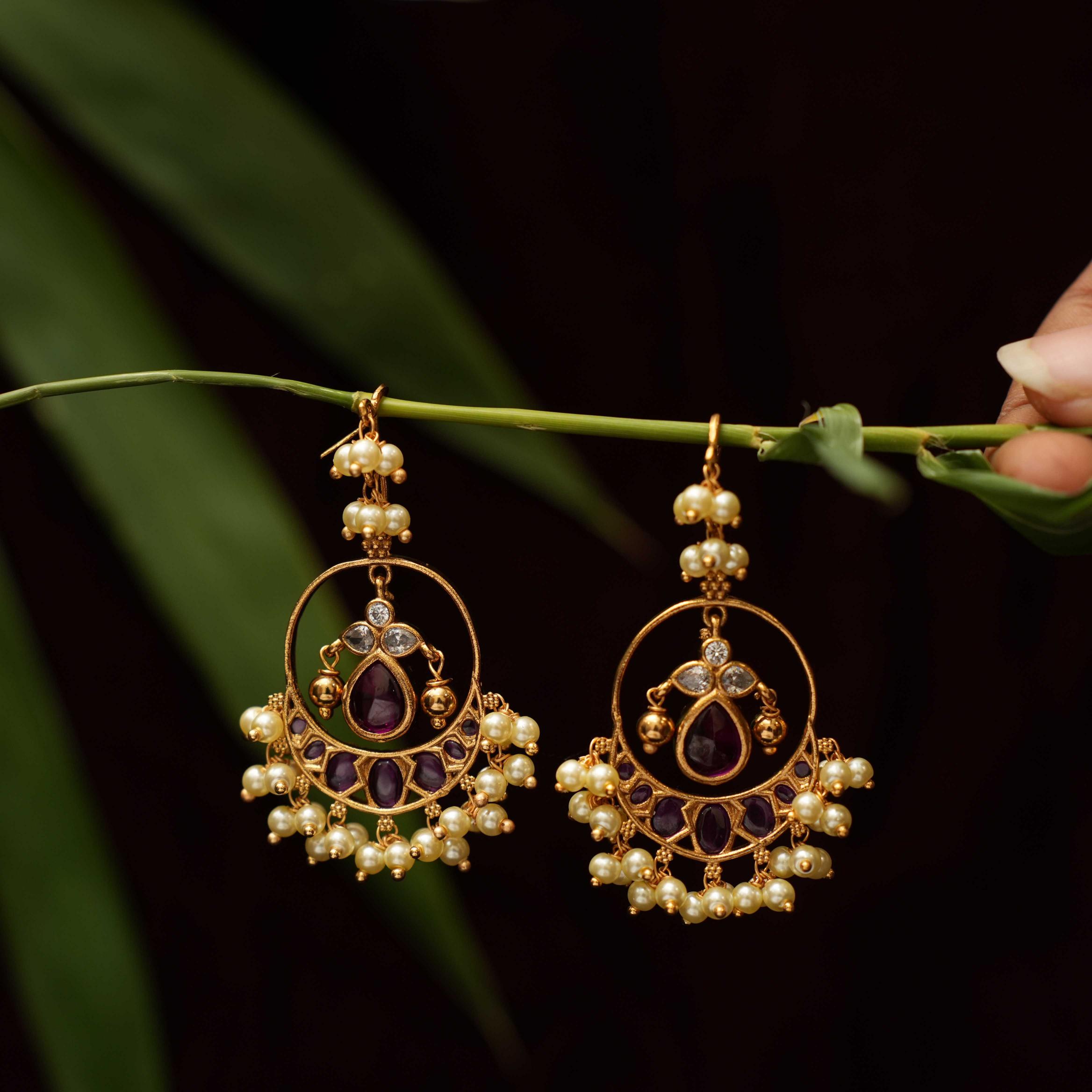 Lokita Antique Designer Earrings - Red