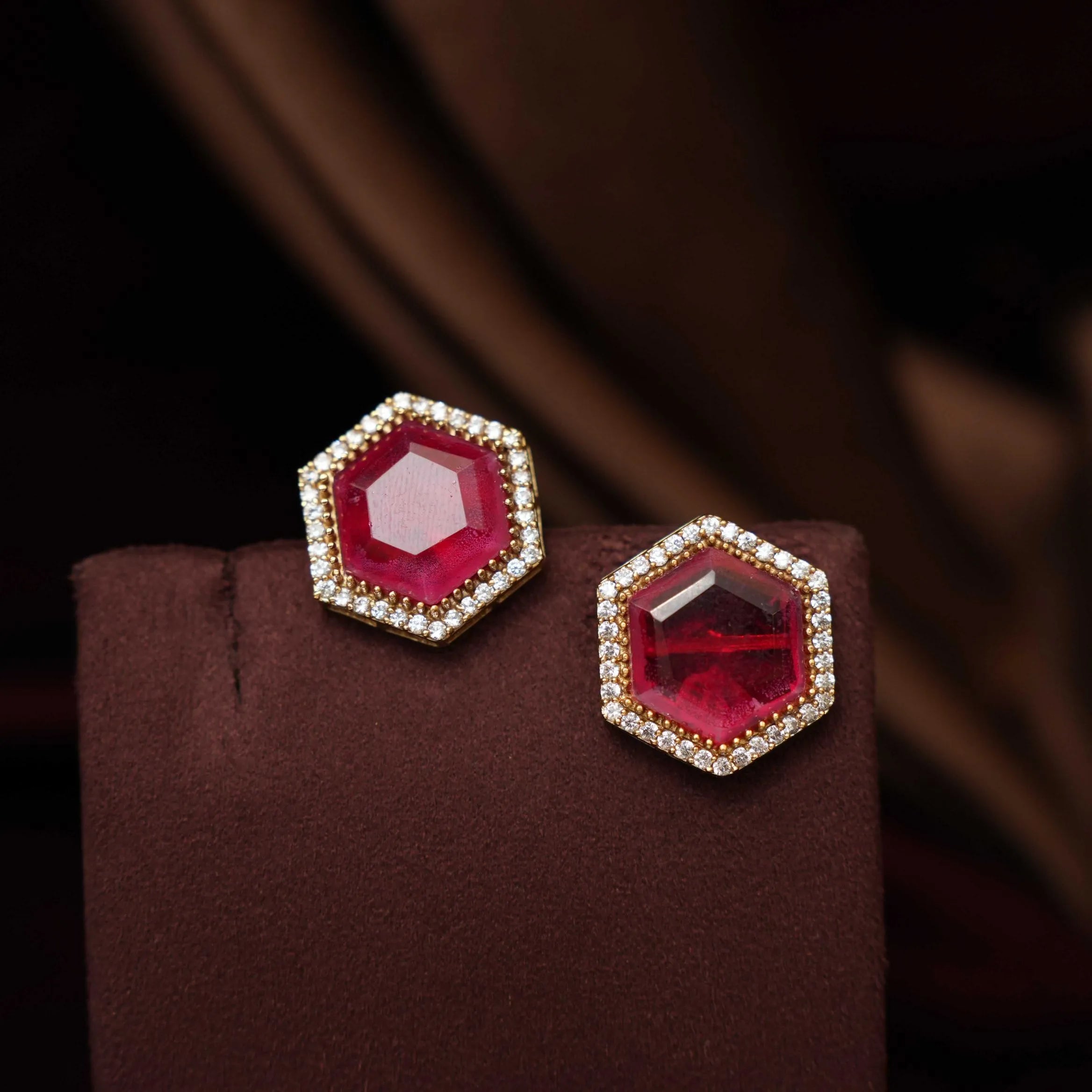 Luna Zircon Ear Stud - Red
