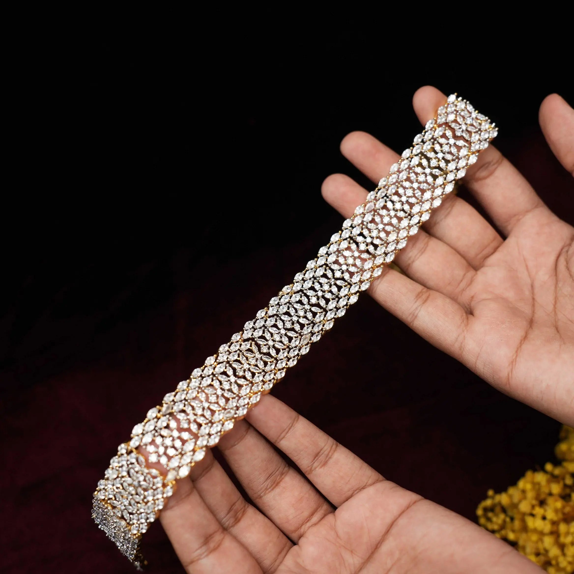 Luna Zircon Hip Belt - White