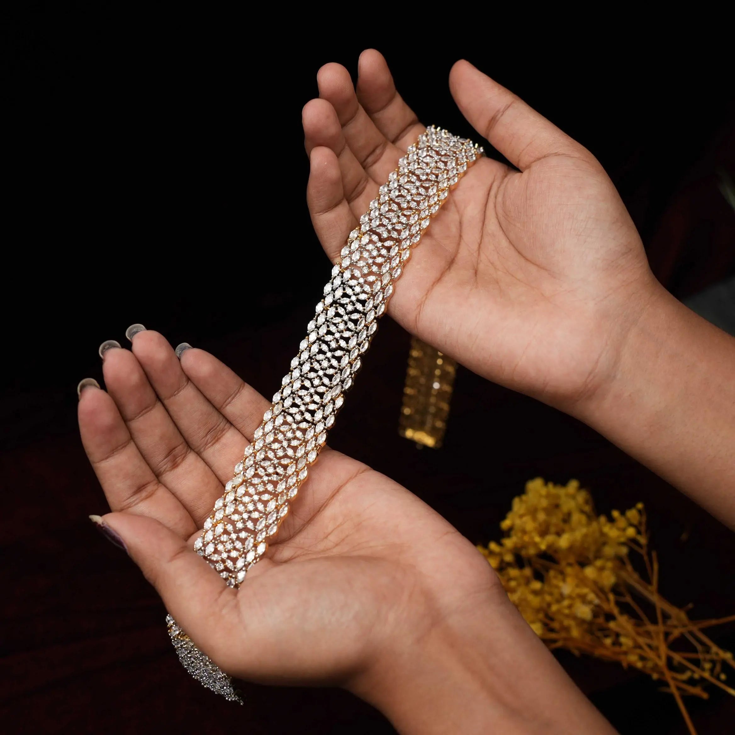 Luna Zircon Hip Belt - White