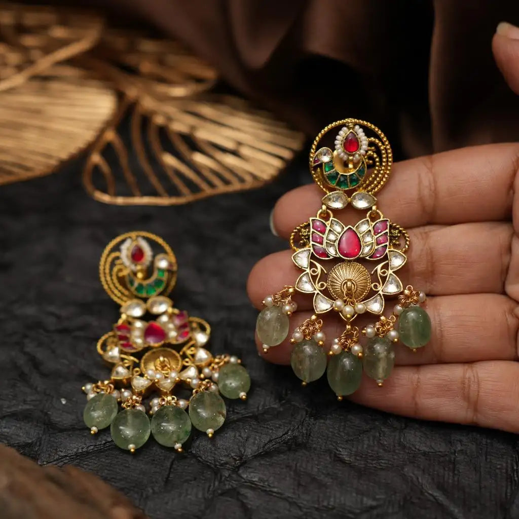 Madana Polki Chandbali Earrings